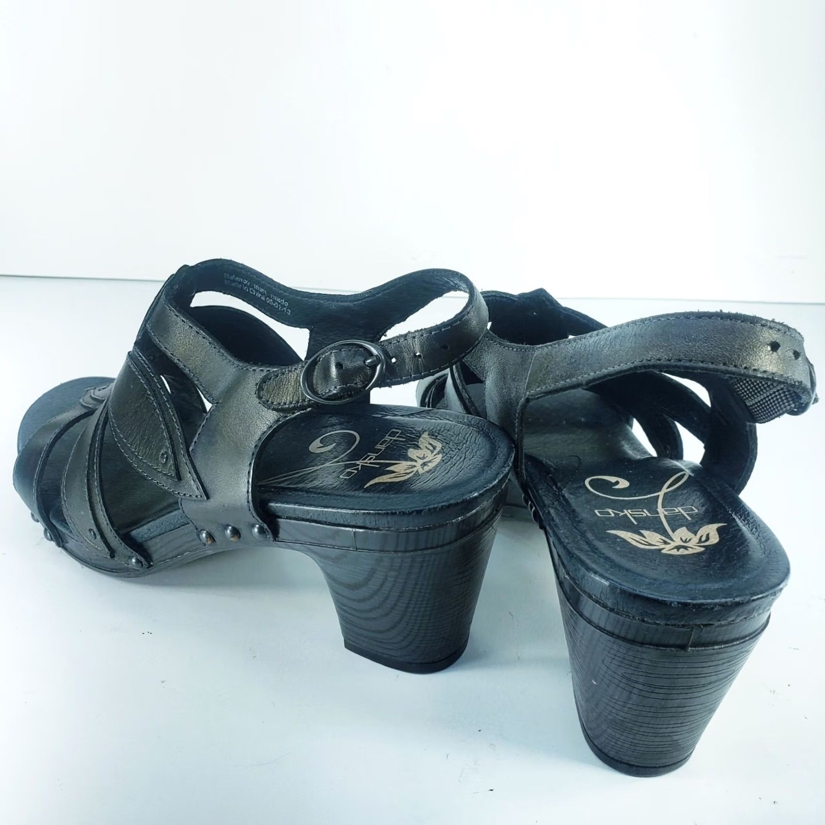 Dansko Dansko Black Leather Heeled Sandals Open Toe Ankle Strap Women's US 8-8.5 EU 39 Size US 8.5 / IT 38.5 - 5 Thumbnail