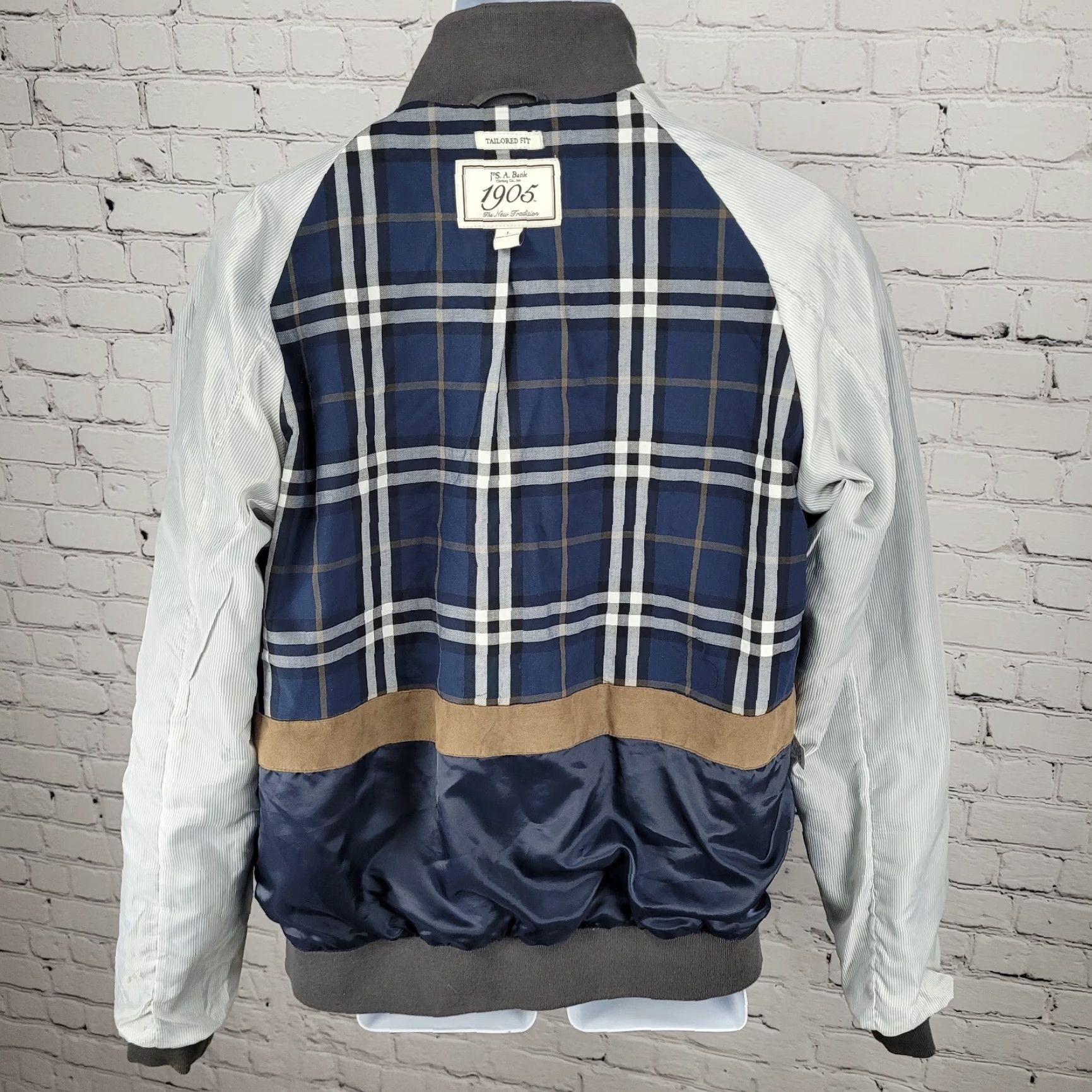 Jos. A. Bank Jos A Bank Grey Tailored Fit Lightweight Full Zip Bomber Jacket Large L Size US L / EU 52-54 / 3 - 7 Thumbnail