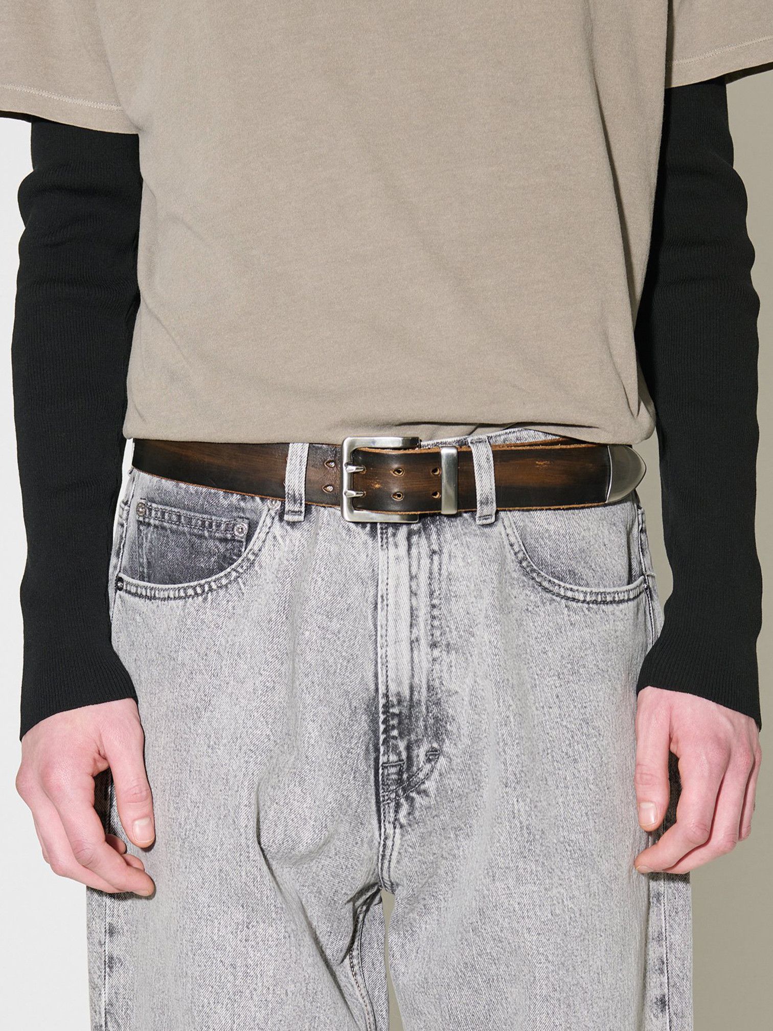 Our Legacy 4 CM Double Tongue Belt in Vintage Black Leather