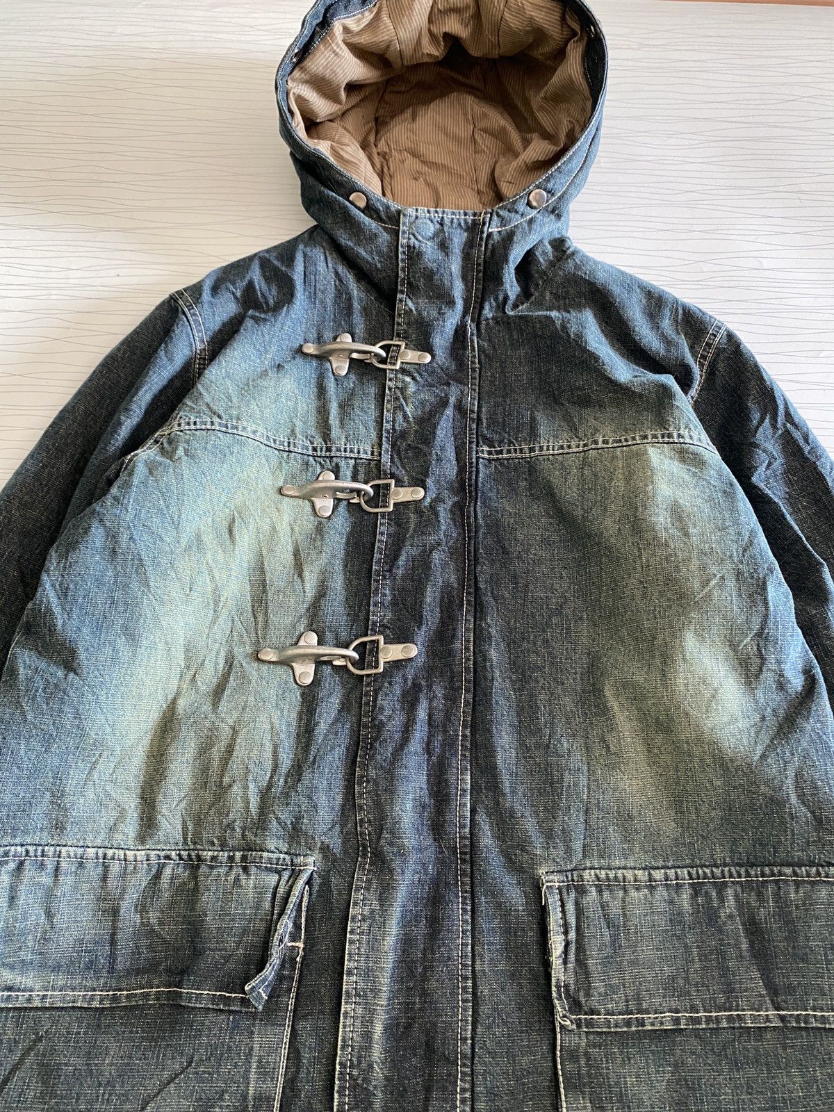 Japanese Brand Wash Denim Blues Parka Jacket in Mid Blue Kapital Style Size US M / EU 48-50 / 2 - 8 Thumbnail