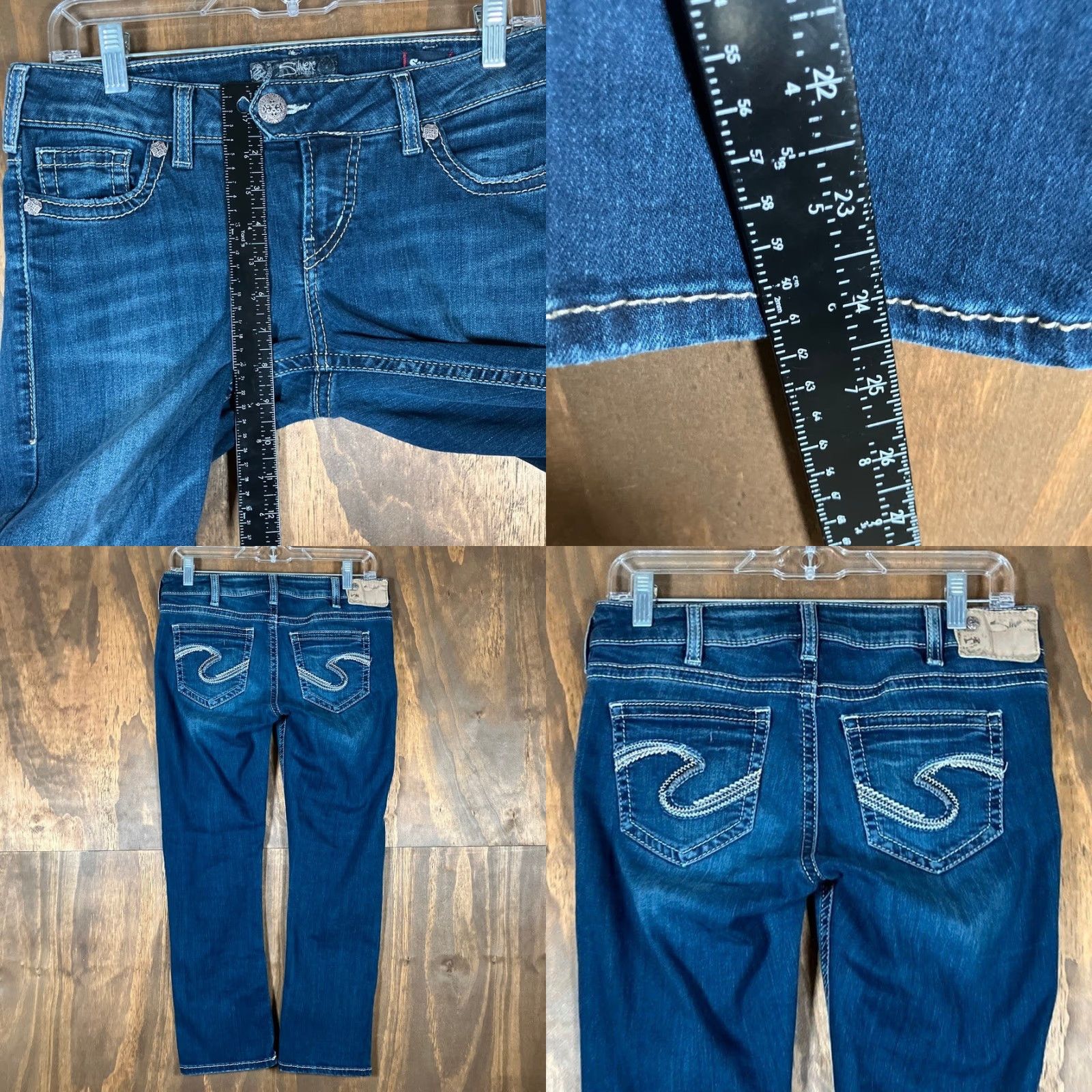 Vintage VINTAGE Silver Womens Jeans Capri Low Rise Stretch Blue Denim 30x23 Casual Size 30" / US 8 / IT 44 - 8 Thumbnail