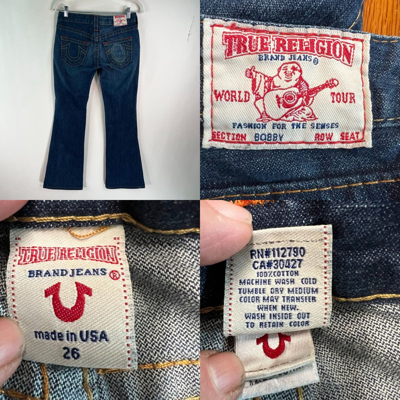 True Religion VINTAGE True Religion World Tour Bobby Jeans Boot Cut 26 Women's Blue 30X32 Low Rise US Size 26" / US 2 / IT 38 - 8 Thumbnail