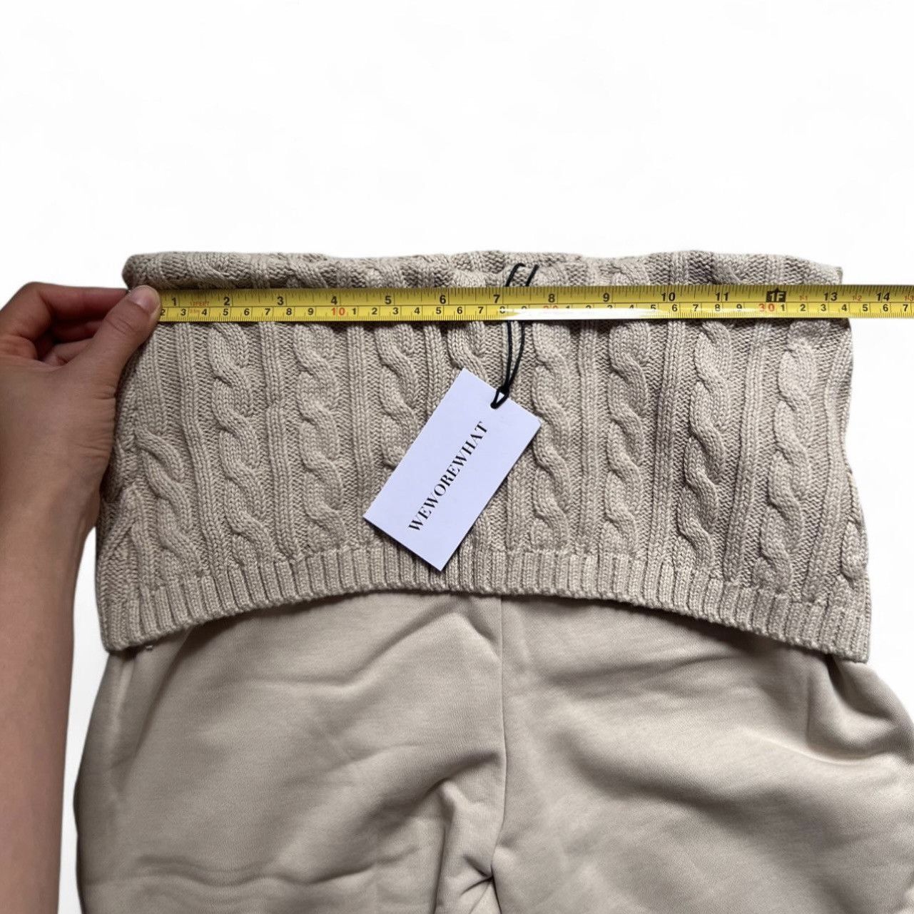 WeWoreWhat WeWoreWhat Cable Knit Roll Over Pants Taupe XS NWT Size 25" / US 0 / IT 36 - 4 Thumbnail