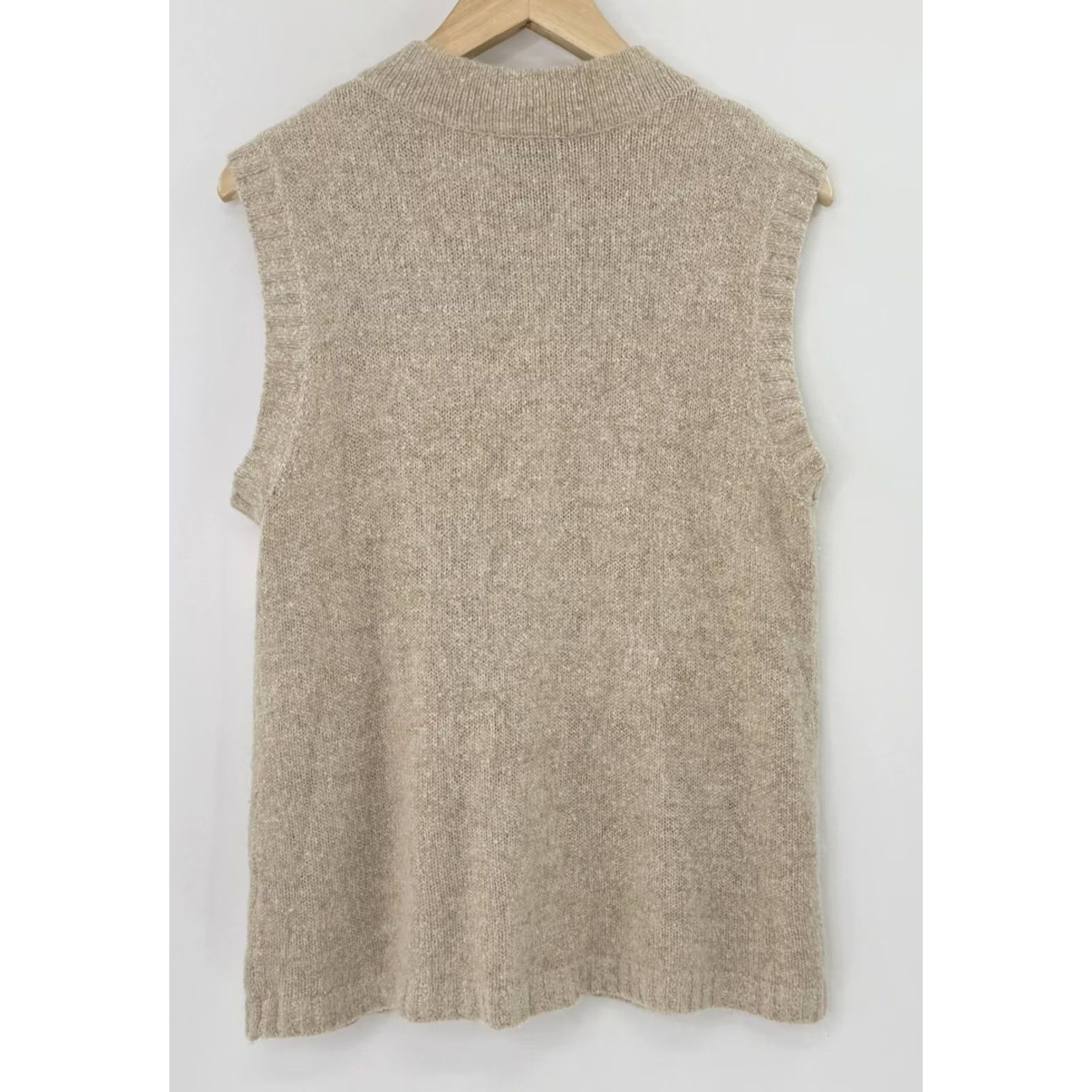 Vintage Pine Needles Beaded Sweater Vest - Womens Medium Beige Silk Knit Size M / US 6-8 / IT 42-44 - 2 Thumbnail