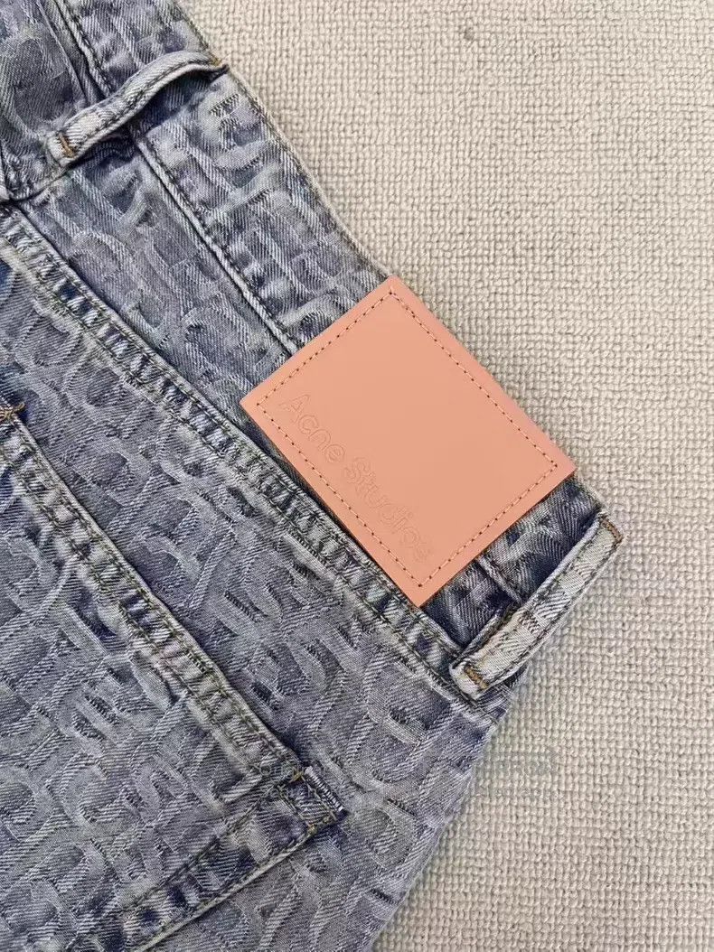 Acne Studios Acne Studios Logo Jacquard Wide Leg Denim Pants - Light Bl Size US 32 / EU 48 - 2 Thumbnail