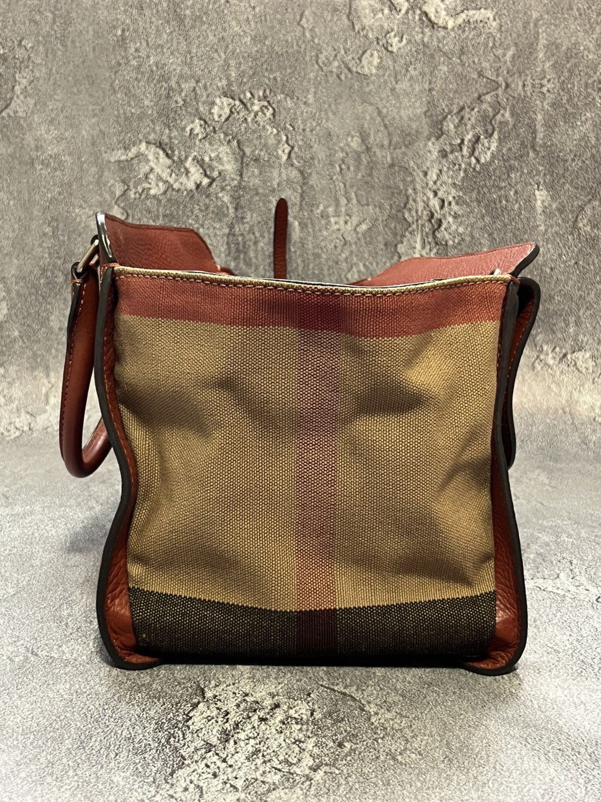 Burberry Burberry Brown Check Canvas/Leather Tote Bag Size ONE SIZE - 5 Thumbnail