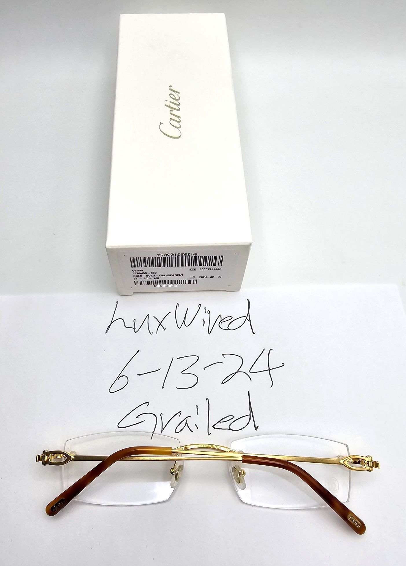 NEW! Authentic Cartier Bolon Gold Glasses