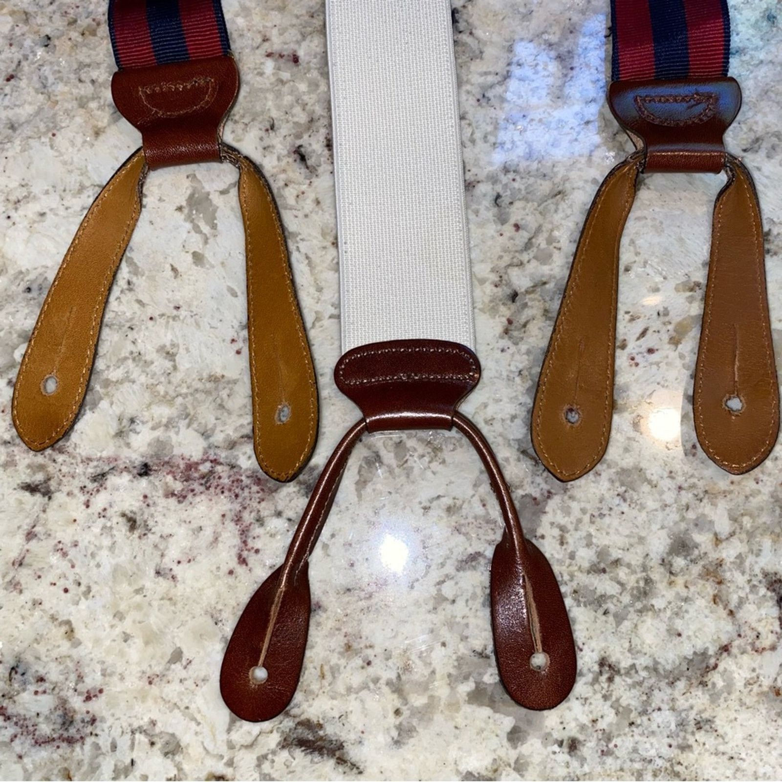 Trafalgar Trafalgar $99 Striped Non Stretch Ribbon Button Braces Size ONE SIZE - 8 Thumbnail