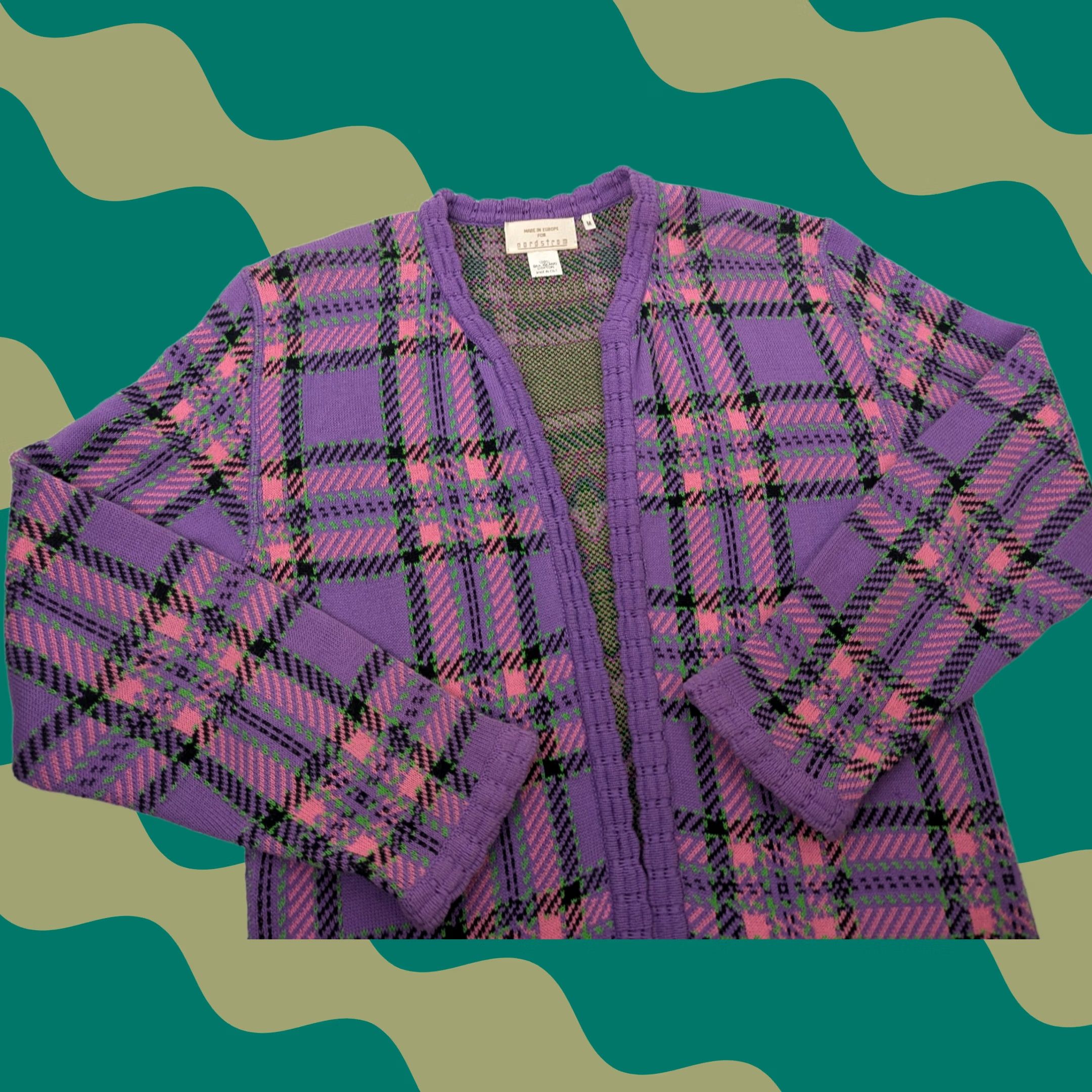 Nordstrom Nordstrom Vintage Italy Purple Plaid Damask Cardigan Sweater Sea Island Cotton Women M Long Sleeve Purple Damask Knit Cardigan Mens? Womens Size M / US 6-8 / IT 42-44 - 1 Thumbnail