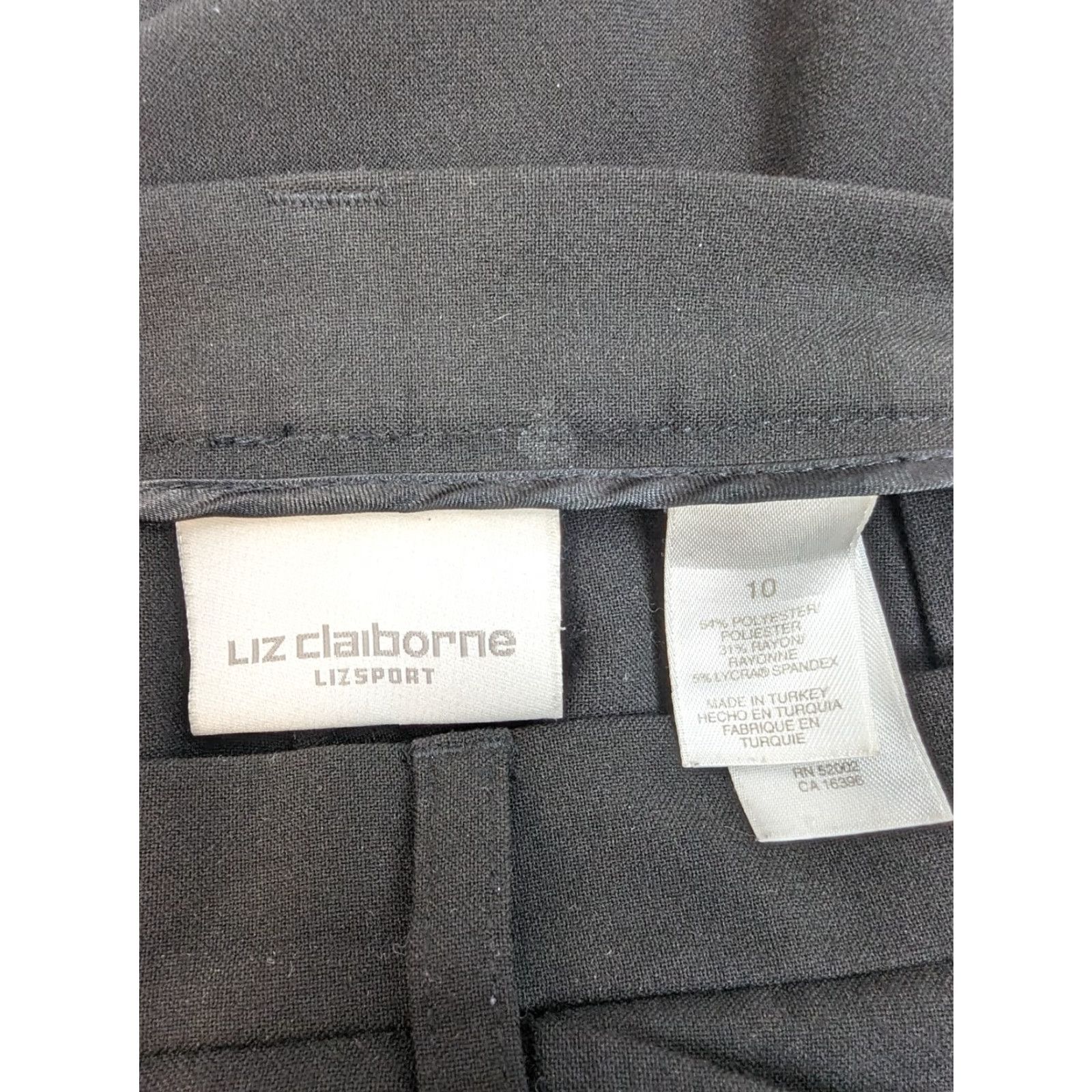 Liz Claiborne Liz Claiborne LizSport Women's Dress Pants 10 Black Stretch Straight Rayon Blend Size 32" / US 10 / IT 46 - 7 Thumbnail