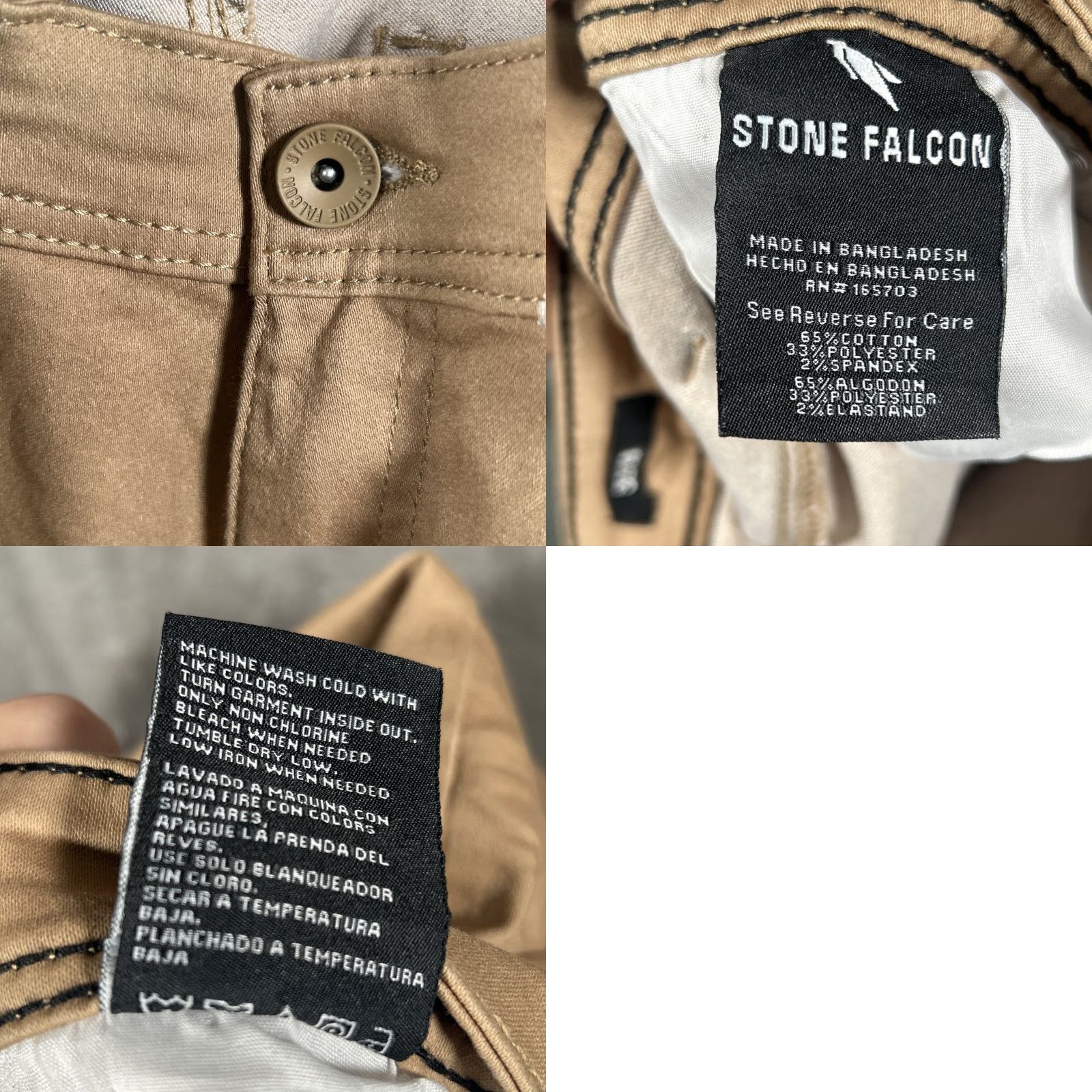 Vintage Stone Falcon Slim Fit Pants Mens 32x30 Beige Chino Stretch Comfort Casual 90s Mens Size US 32 / EU 48 - 9 Thumbnail