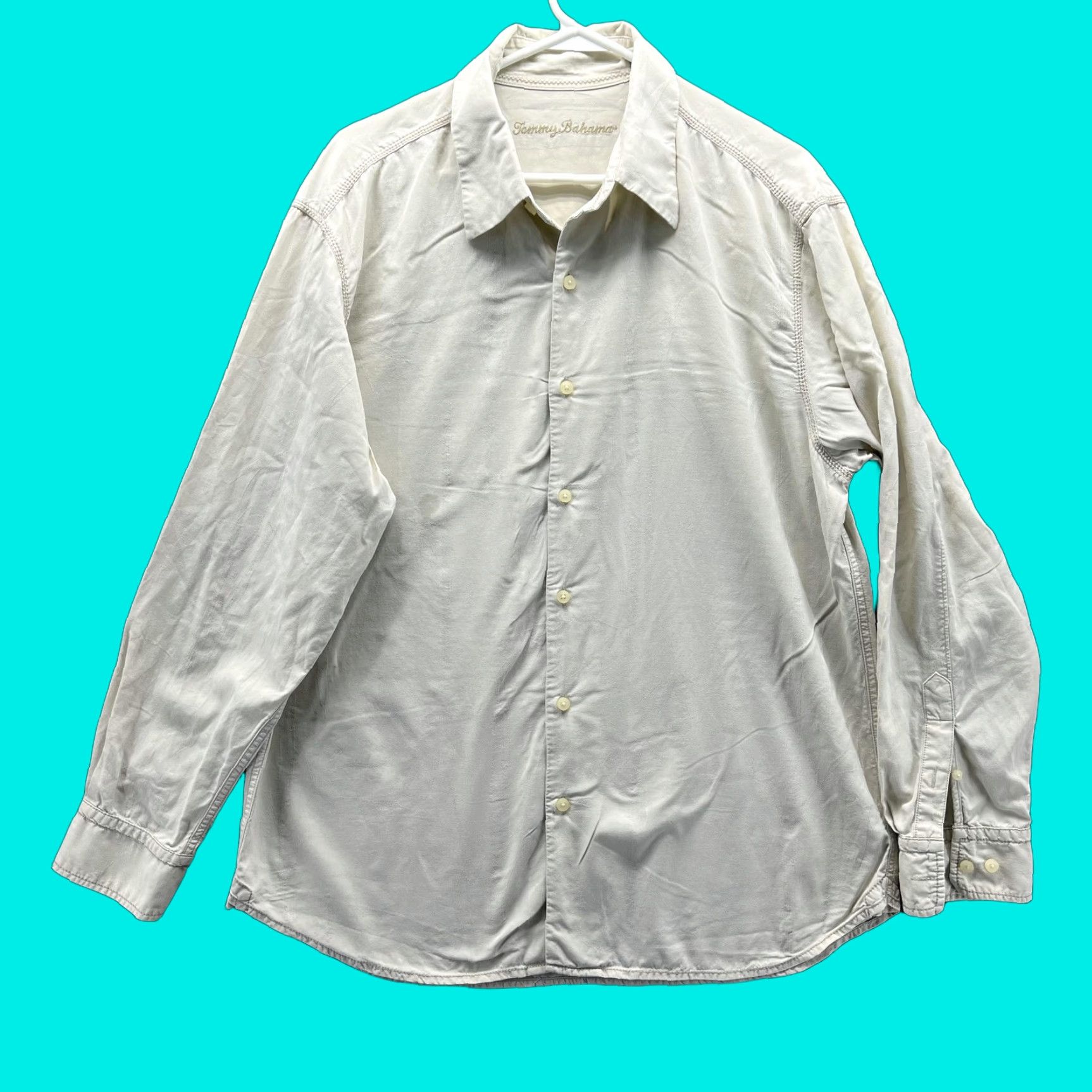 Tommy Bahama Tommy Bahama Shirt Mens L Beige Silk Long Sleeve Button Front Casual Woven Size US L / EU 52-54 / 3 - 1 Thumbnail