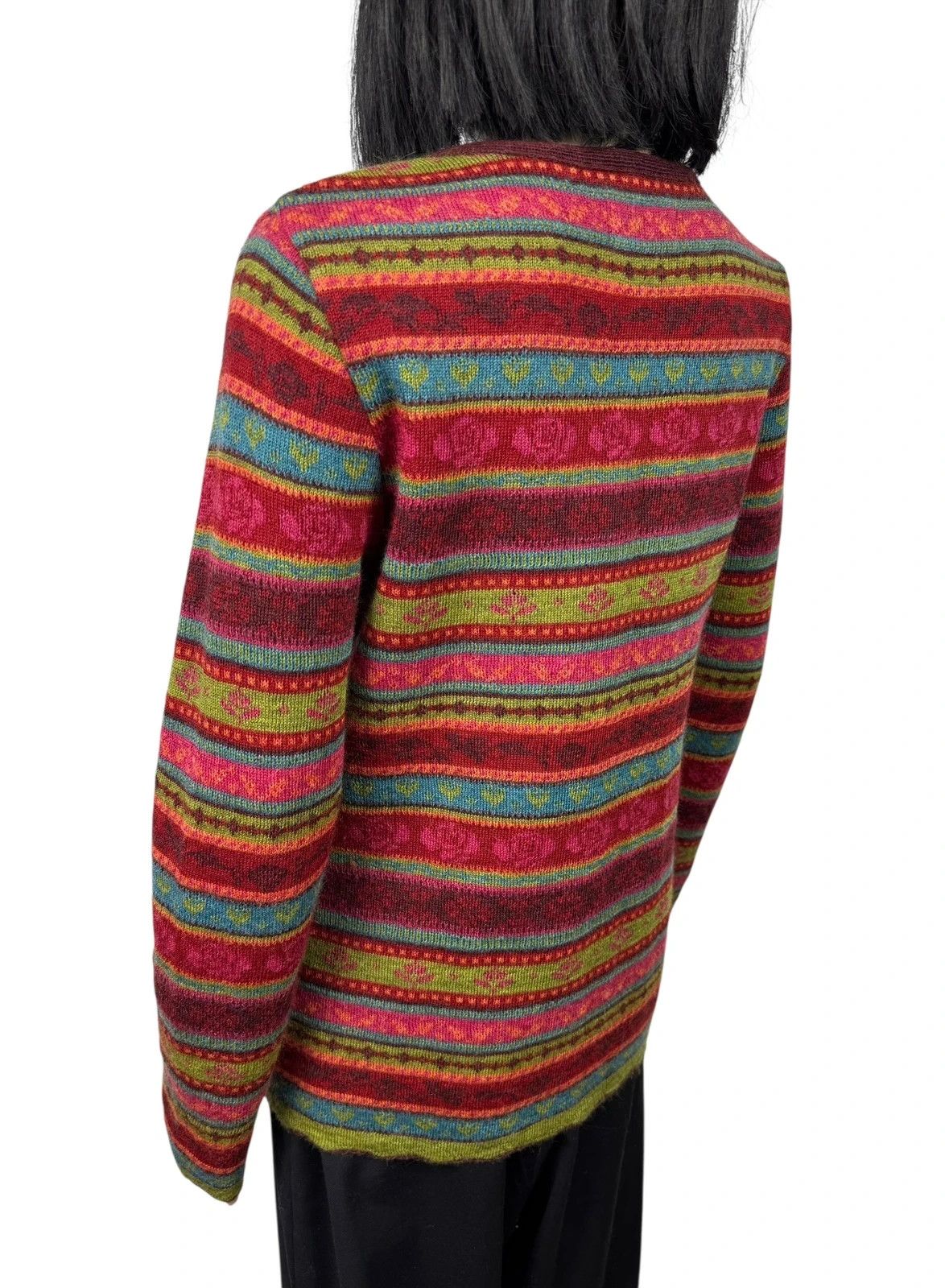 Other Flomax Wool Knit Cardigan Striped Floral Pattern size S Size S / US 4 / IT 40 - 6 Thumbnail