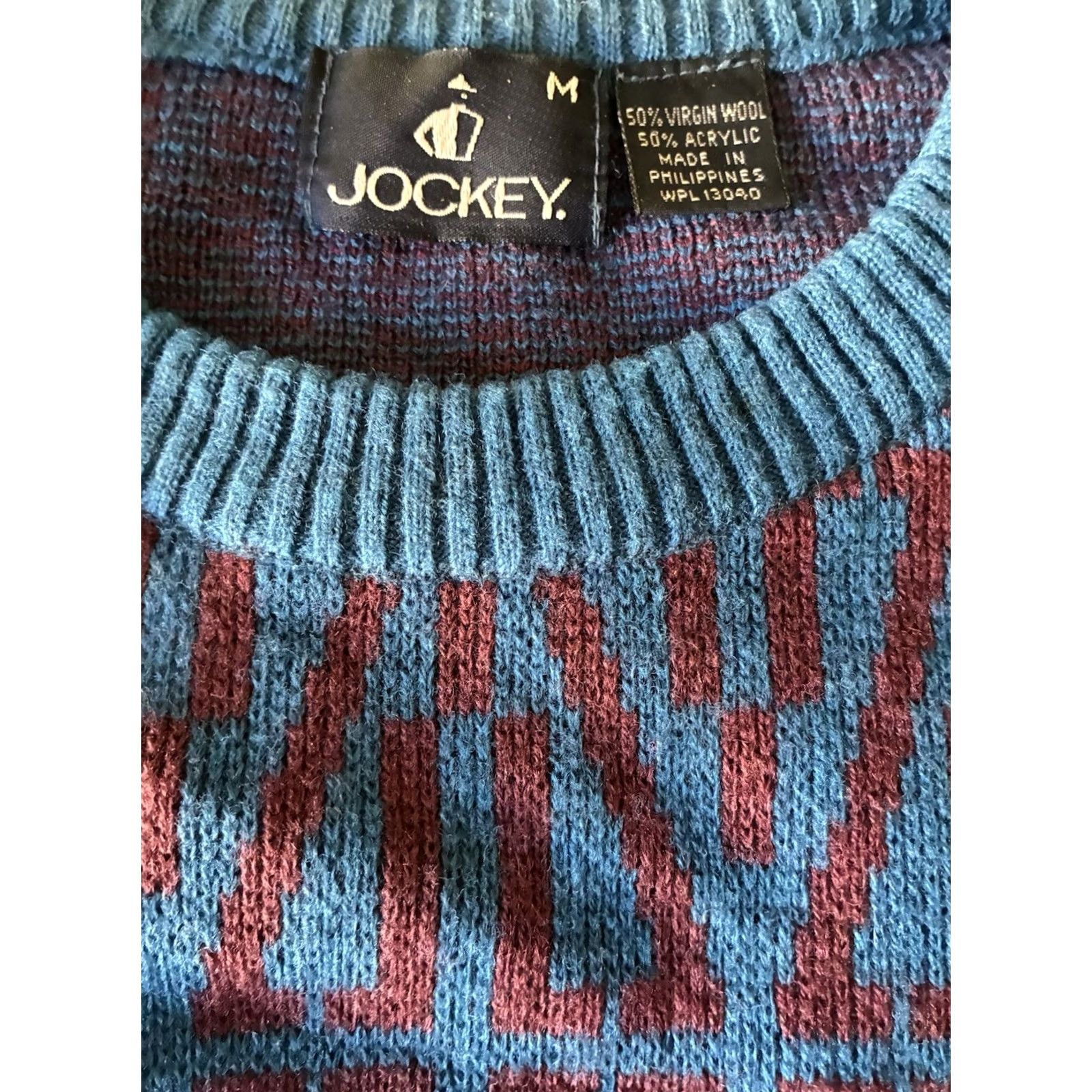Jockey Jockey Sweater Wool Mens M Long Sleeve Crew Neck Multicolor Geometric Pullover Size US M / EU 48-50 / 2 - 4 Thumbnail