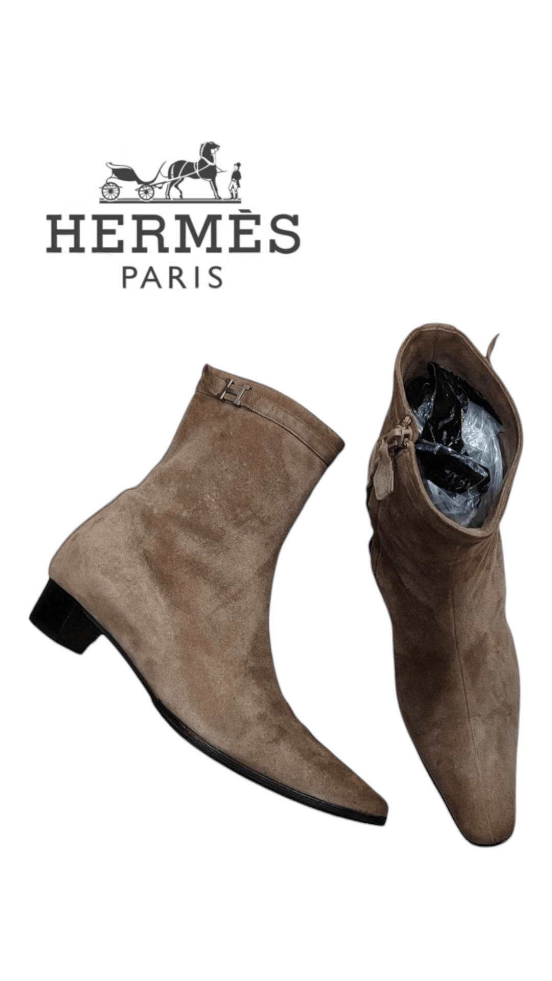 Hermes Hermès H Suede Ankle Boots Brown Size US 7 / IT 37 - 1 Thumbnail
