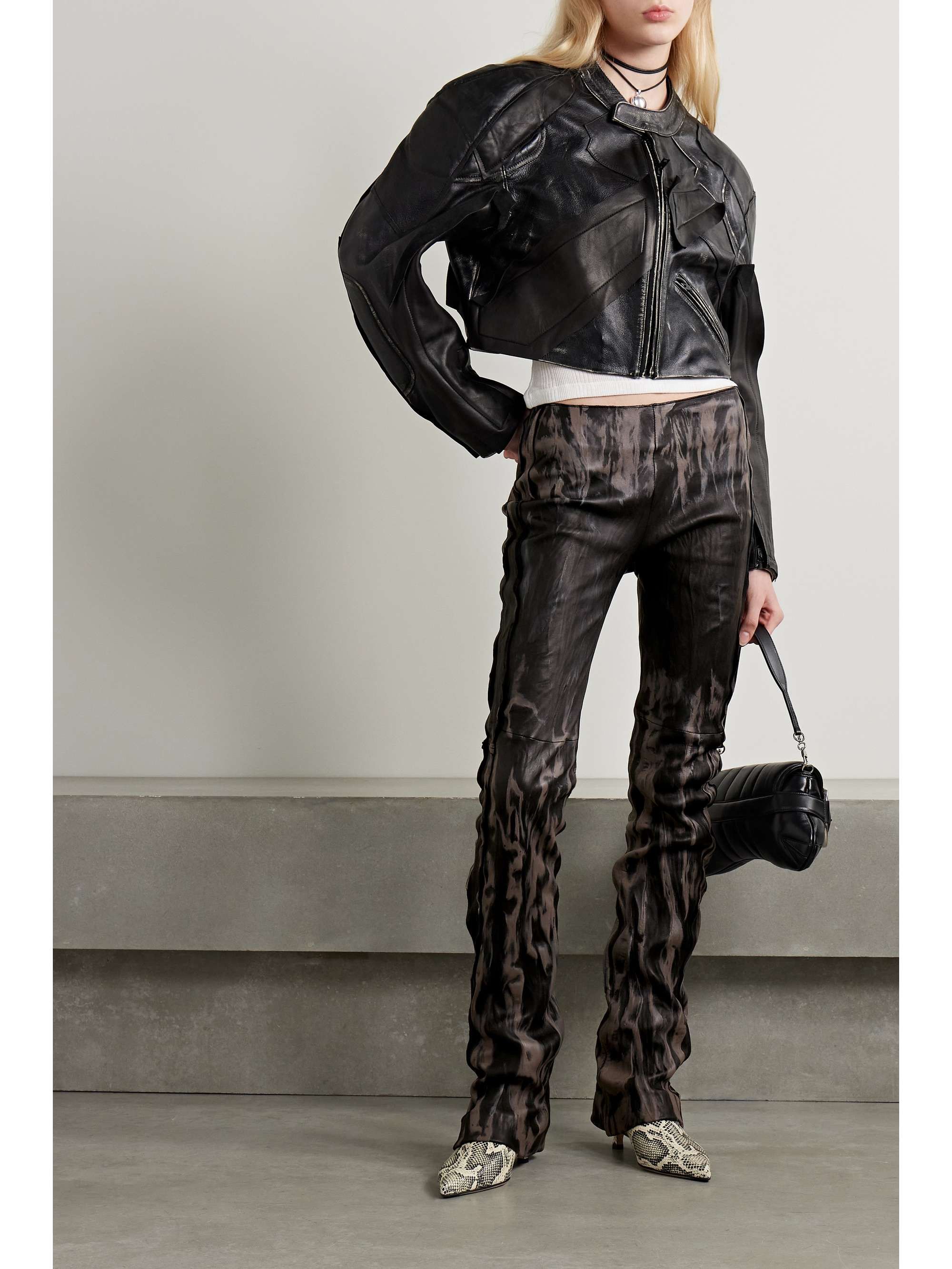 Acne Studios $2150 Acne Studios Distressed Crinkled Leather Pants Size 28" / US 6 / IT 42 - 2 Thumbnail