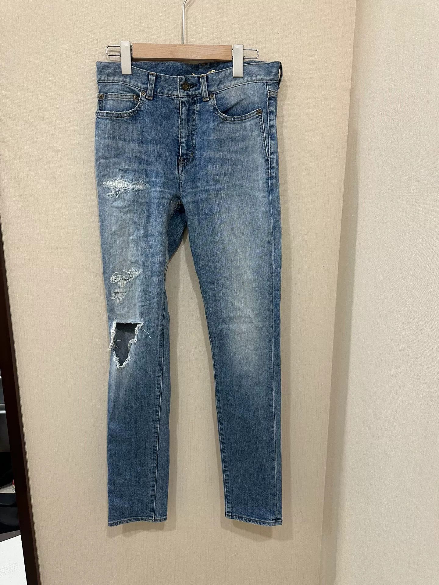Saint Laurent Paris Saint Laurent Distressed Blue Denim Jeans Size US 28 / EU 44 - 1 Thumbnail