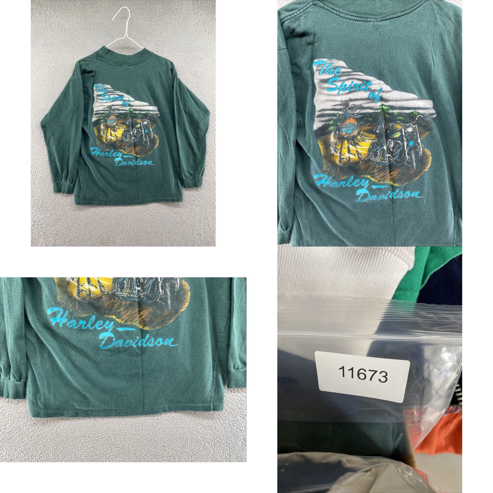 Harley Davidson VINTAGE Harley-Davidson Spirit Long Sleeve Shirt Unisex Adults M Green Logo T Shirt VTG 90s Graphic TeeMens Size US M / EU 48-50 / 2 - 8 Thumbnail