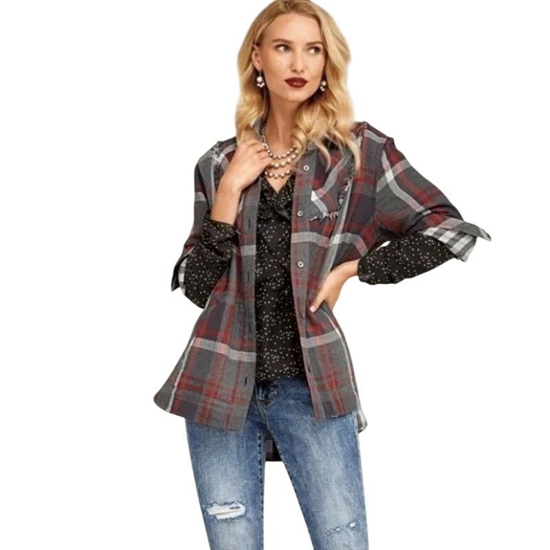 Other CAbi Tavern Shirt Chore Jacket Grey Orange Button Up XS Size XS / US 0-2 / IT 36-38 - 2 Thumbnail