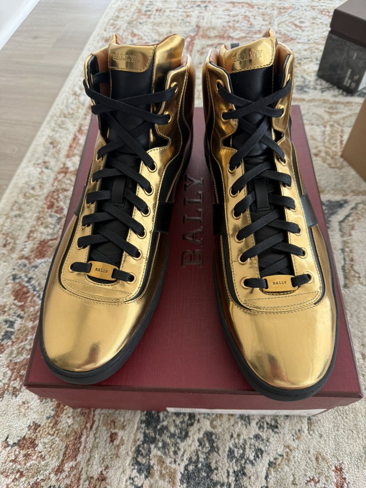 Bally Bally Gold Calf Plain Metallized Hi Tops Size US 12 / EU 45 - 8 Thumbnail