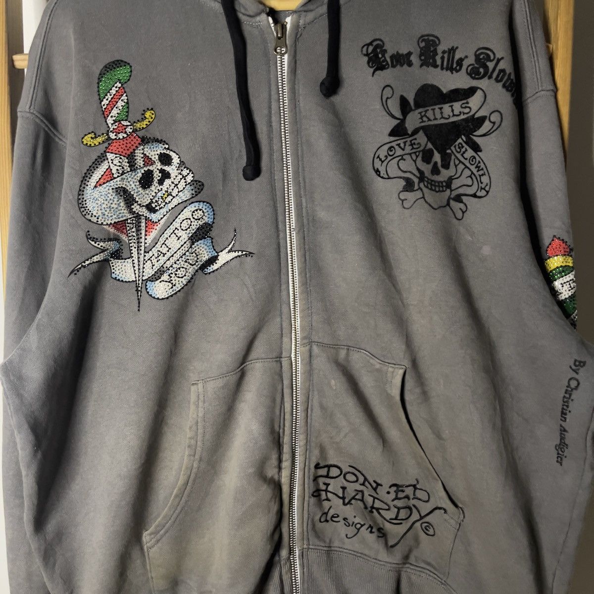 Christian Audigier × Ed Hardy × Vintage Crazy ed hardy Tattoo new york All over logo Zipper Hoodie Size US S / EU 44-46 / 1 - 5 Thumbnail