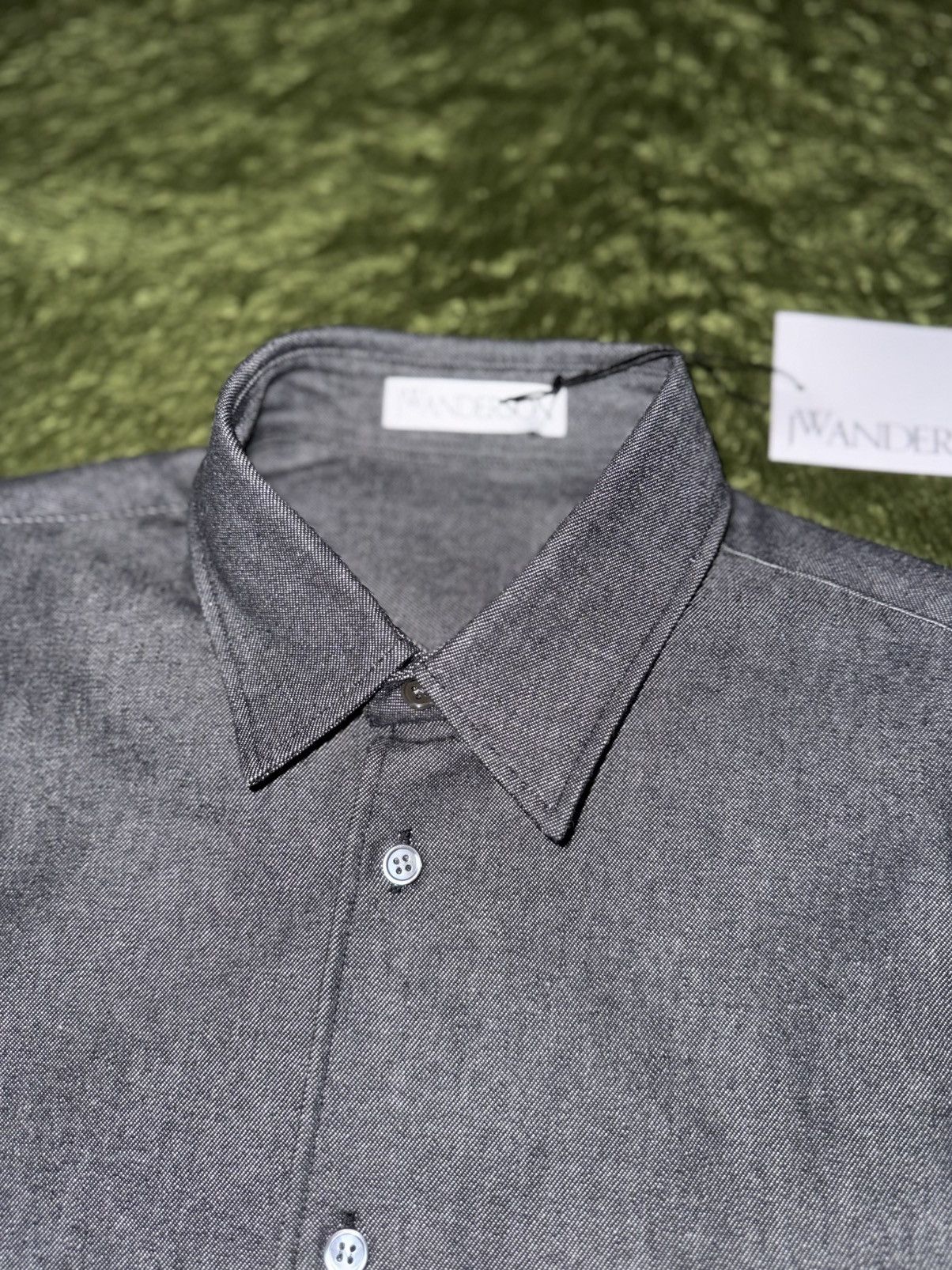JW Anderson [EU46] JW Anderson Two-Tone Chambray Mix Shirt Black Size US L / EU 52-54 / 3 - 4 Thumbnail