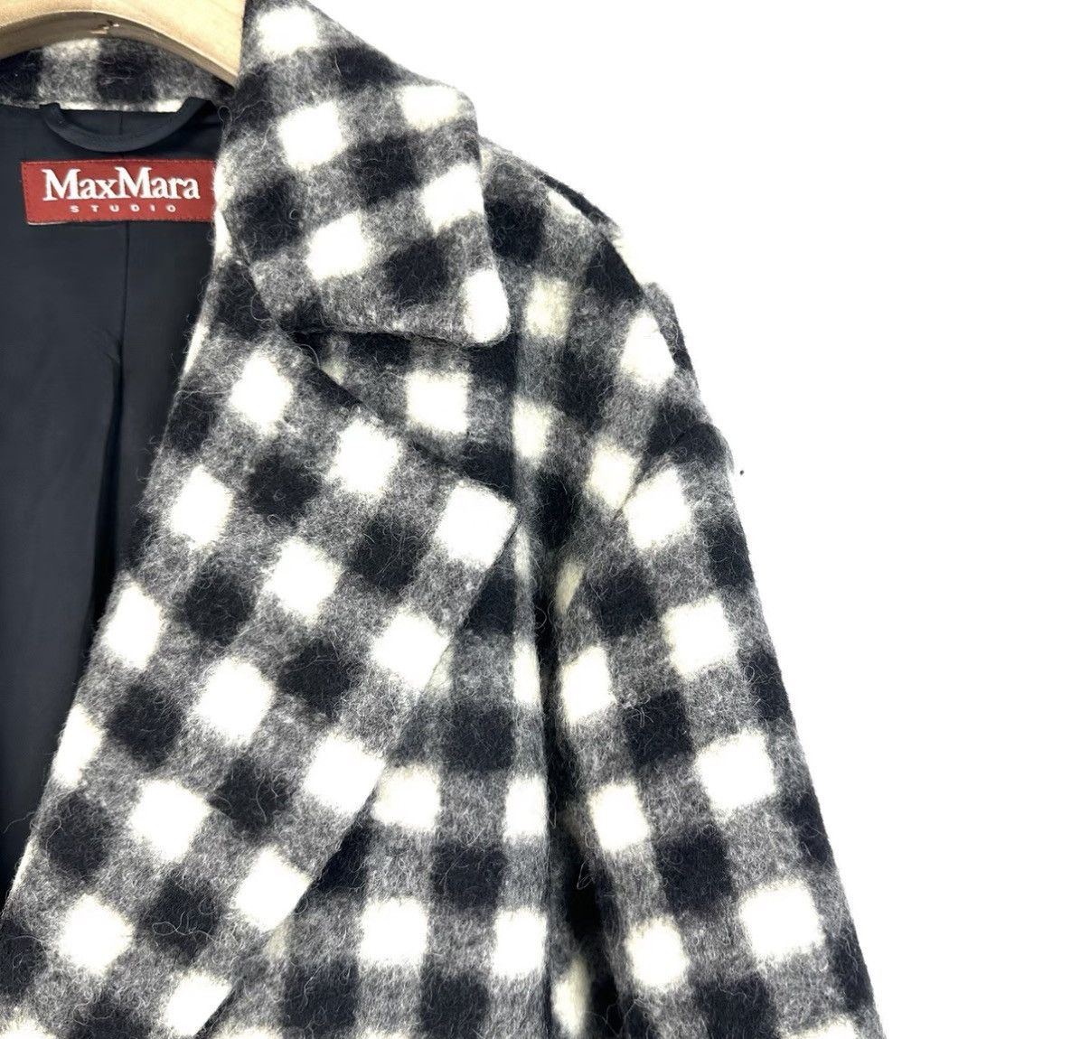 Max Mara MaxMara/Black and White Plaid Mid-Length Coat K12 Size XS / US 0-2 / IT 36-38 - 6 Thumbnail