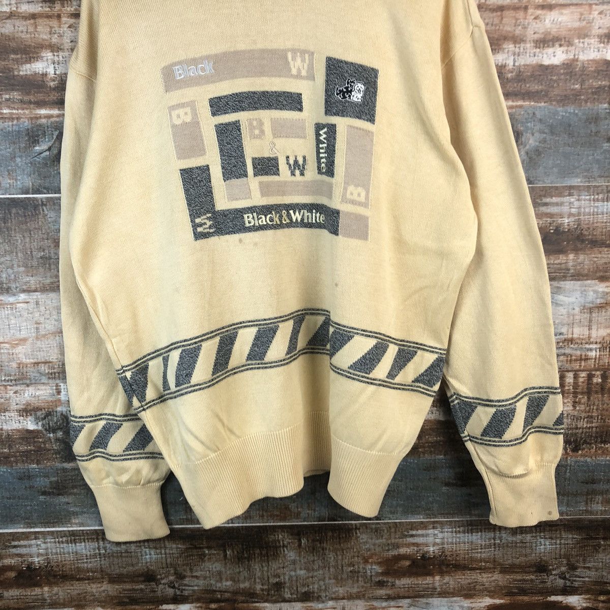 Homespun Knitwear DL Black White sportwear vintage japan Beige Knitwear #C686 Size US M / EU 48-50 / 2 - 3 Thumbnail