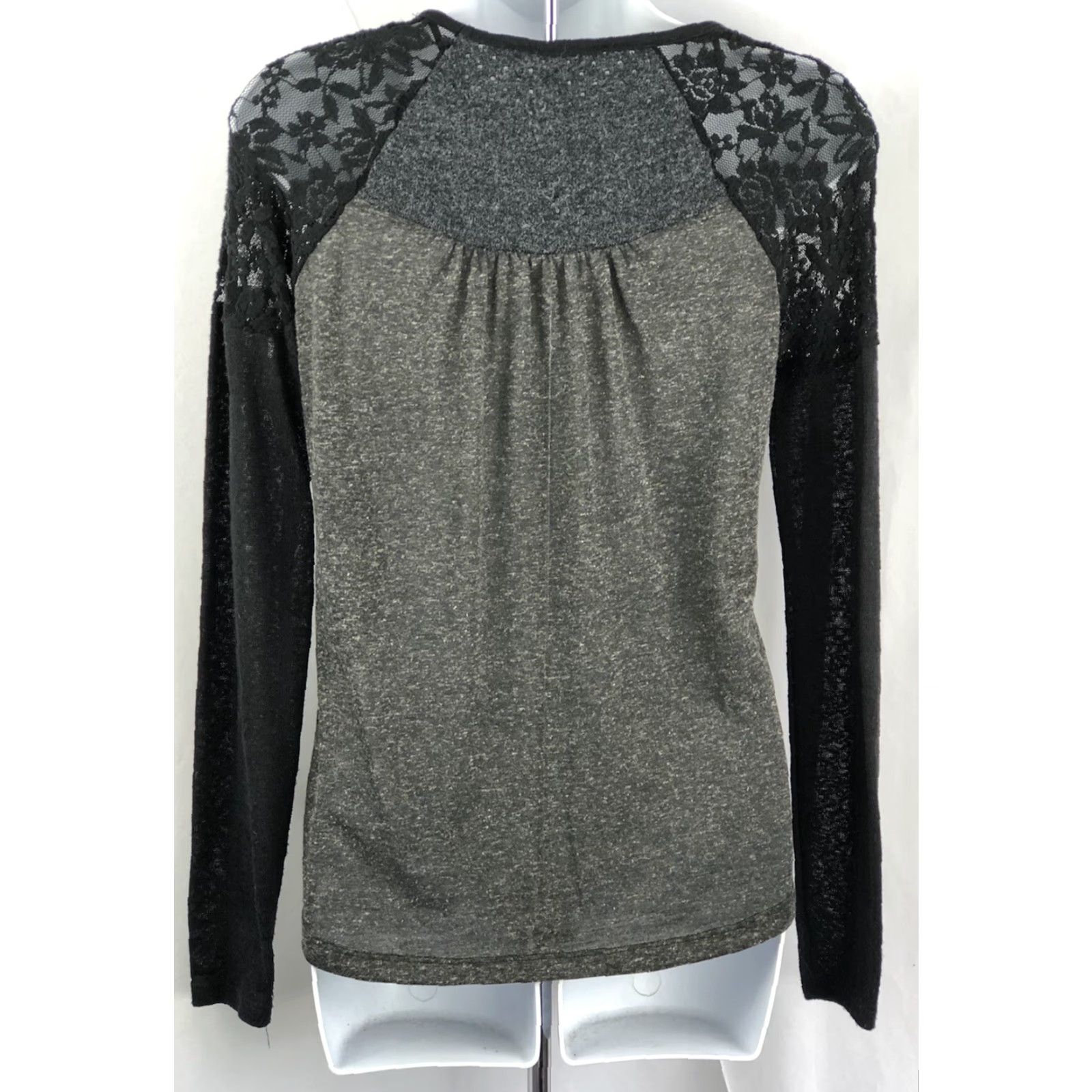 Miss Me VINTAGE Miss Me Jersey Top S Womens Black Grey Beaded Lace Cut Out Y2K Steampunk Grunge Shirt Size S / US 4 / IT 40 - 3 Thumbnail