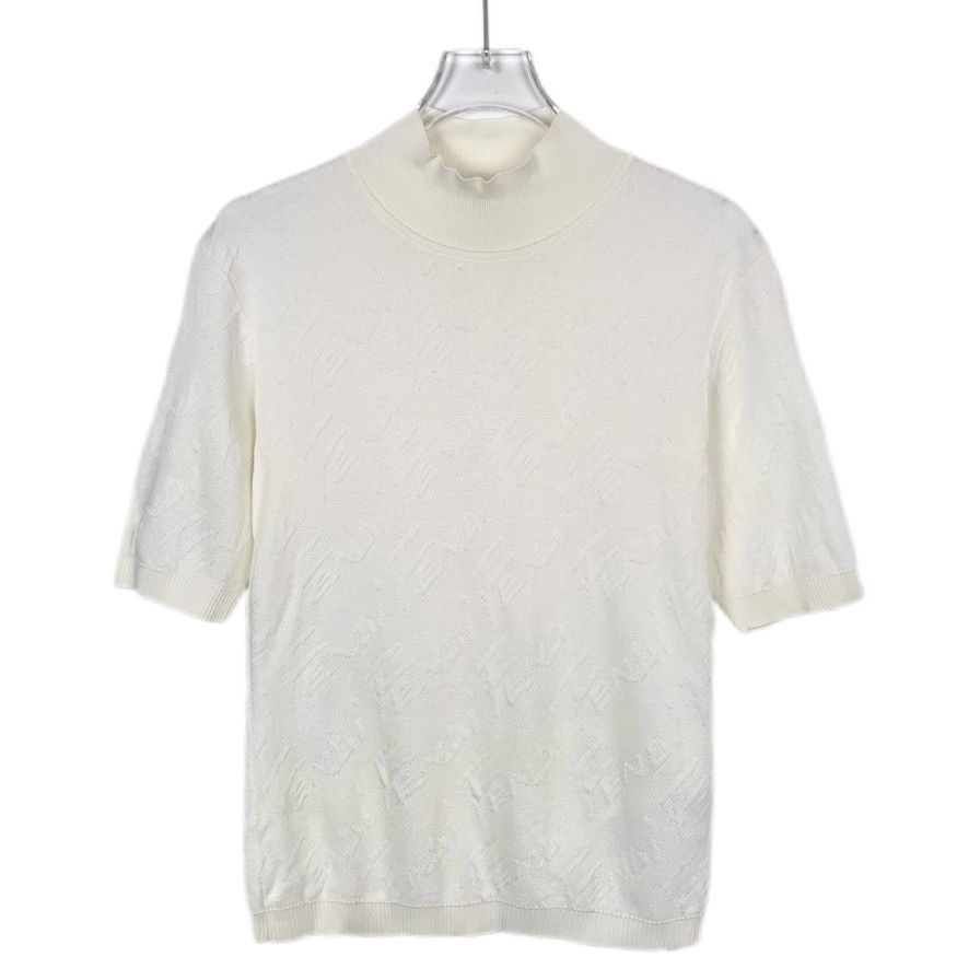 Fendi Fendi Womens Ivory Short-Sleeve Mock Neck Knit Top Size S / US 4 / IT 40 - 1 Thumbnail