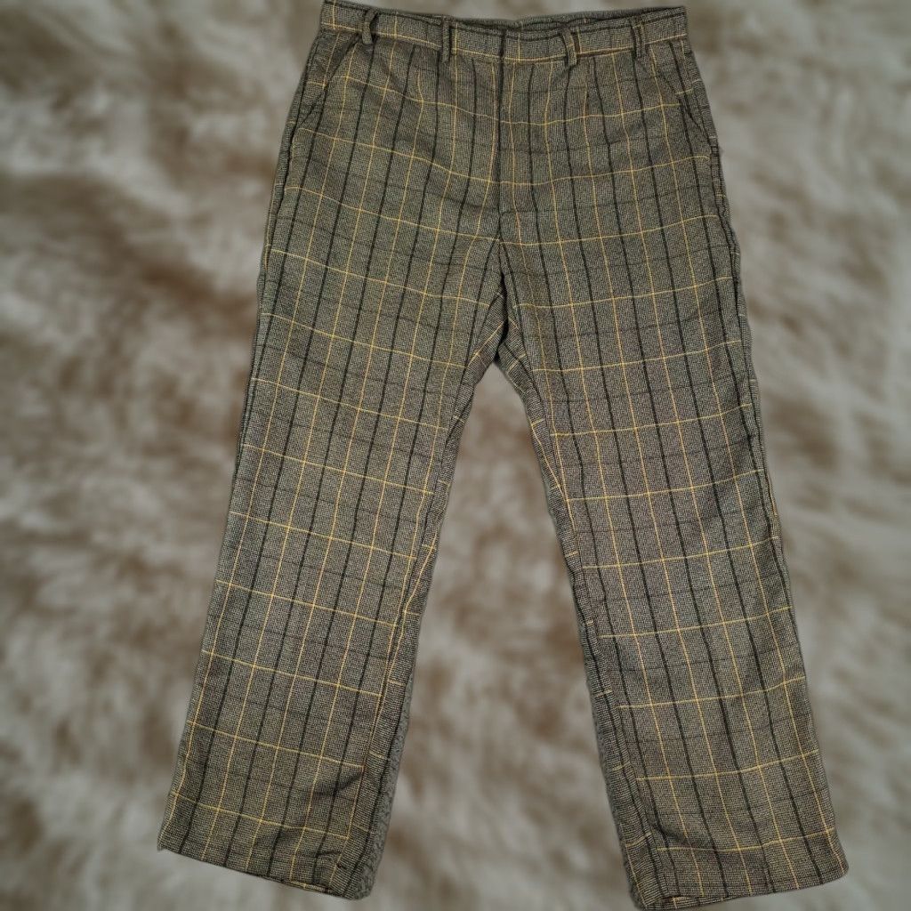 MNML MNML Dress Pants Mens 34x30 Gray Beige Plaid Knit Slash Pockets Trousers Size US 34 / EU 50 - 1 Thumbnail