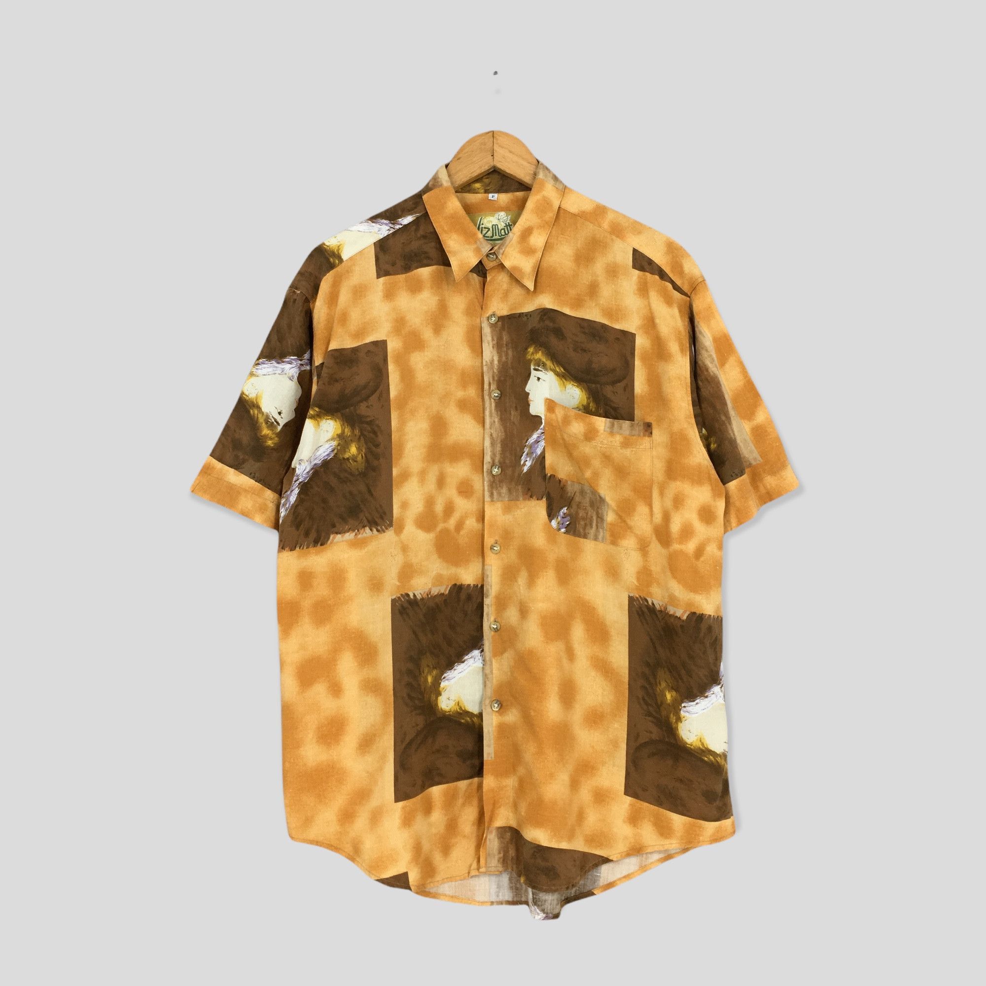 Vintage Lizz Mart Pop Art Rayon Shirt Medium