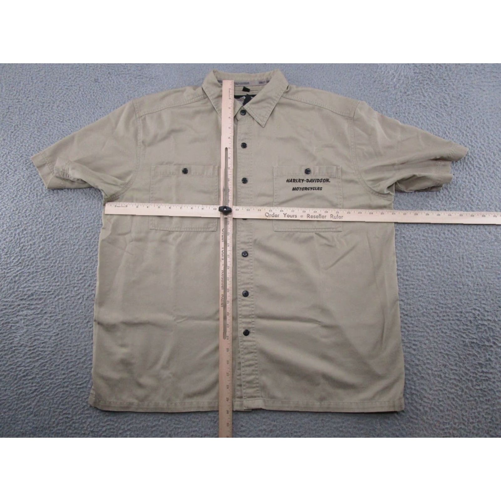 Harley Davidson Harley-Davidson Button Up Embroidered Short Sleeve Logo Biker XL Shirt Mens Casual Cotton Beig​e Embroidered Pockets Button-Down Collared Vintage No Size US 36 / EU 52 - 6 Thumbnail