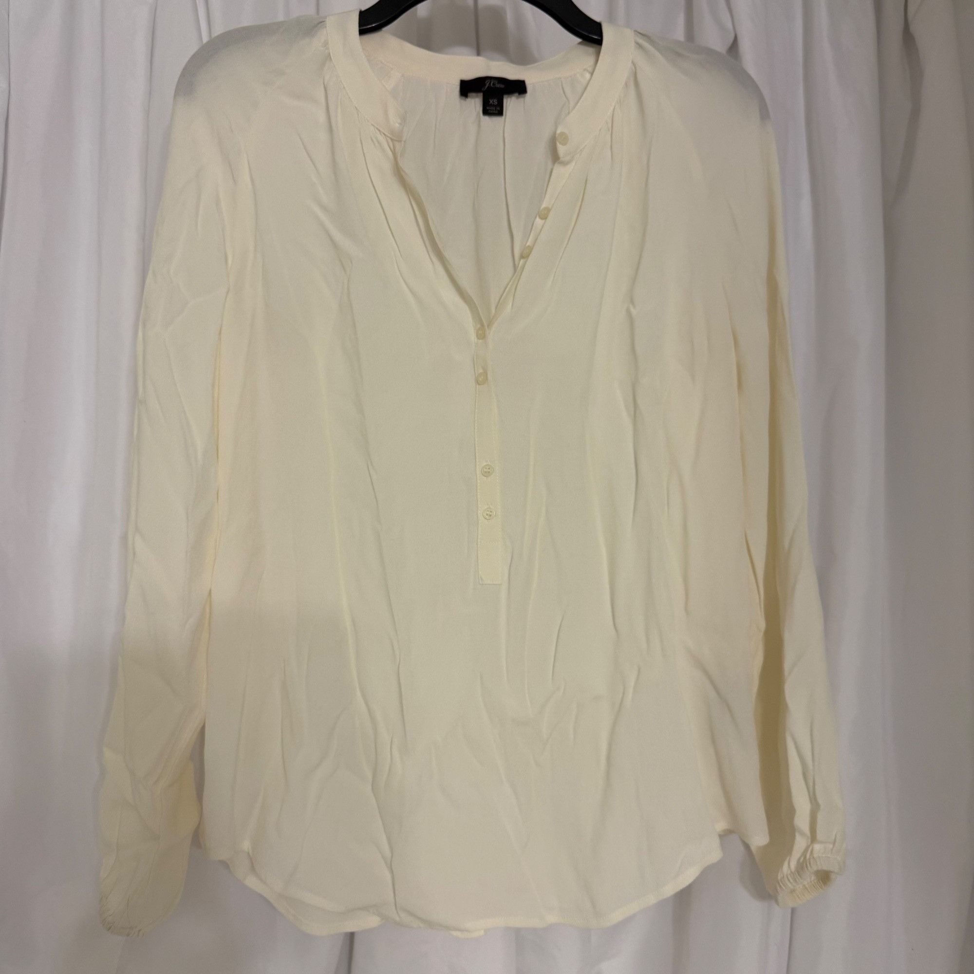 J.Crew J.Crew XS Cream Button-Front Long-Sleeve Blouse Womens XS Size XS / US 0-2 / IT 36-38 - 1 Thumbnail