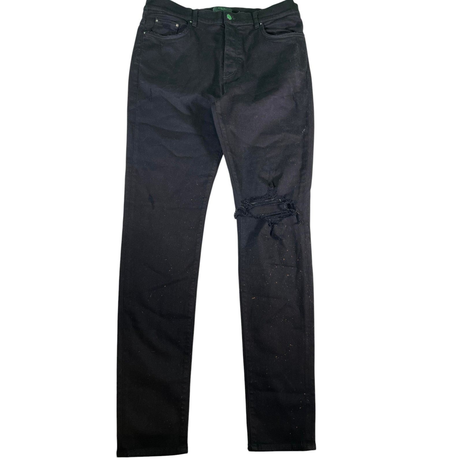 Amiri Amiri Plain Knee Rip Black Jeans Size US 38 / EU 54 - 1 Thumbnail