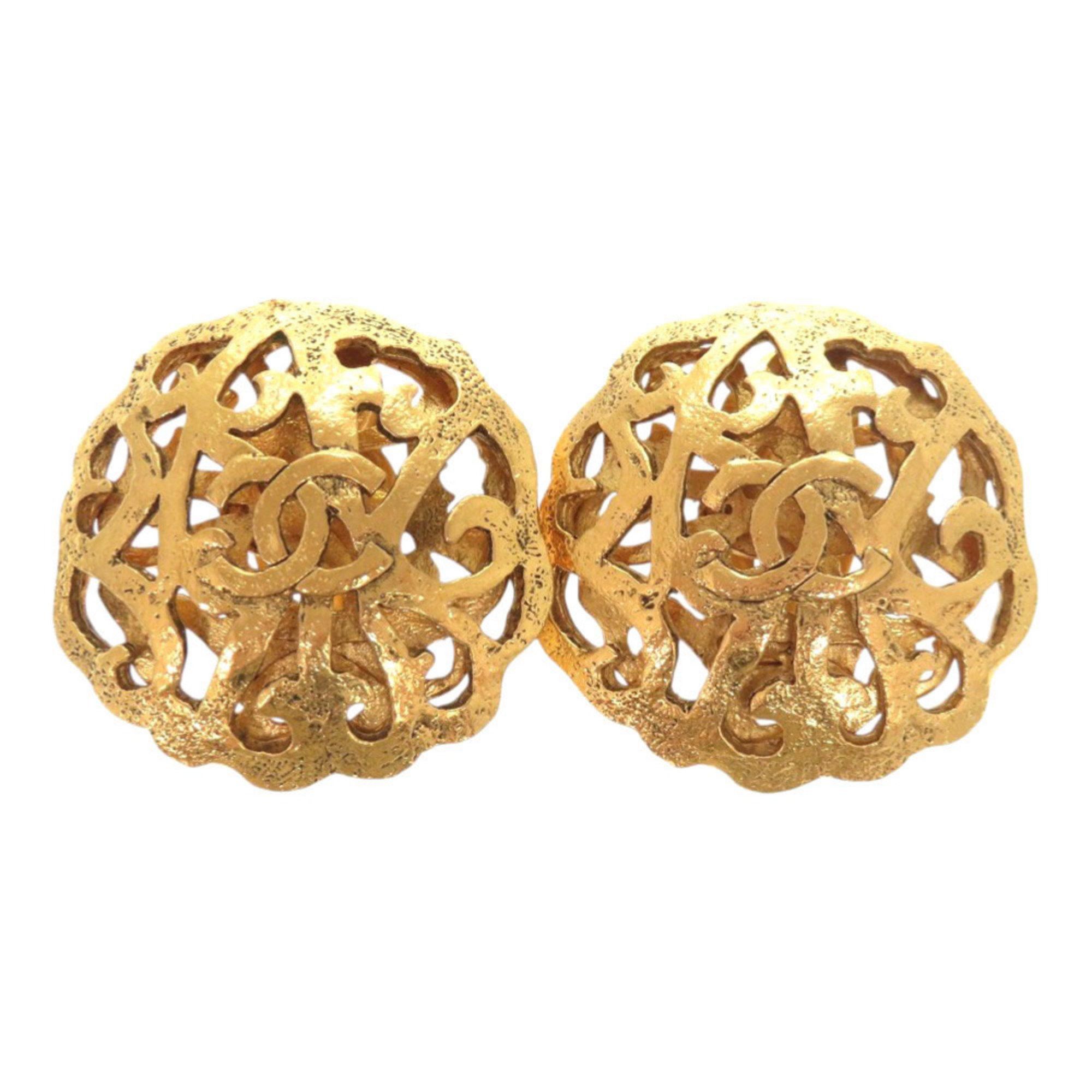 Chanel CHANEL Vintage Coco Mark GP Gold Earrings 0146 Size ONE SIZE - 1 Thumbnail