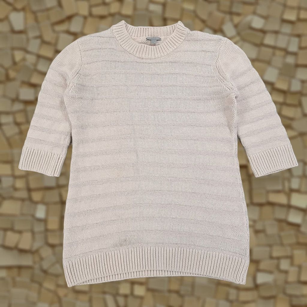 Cos COS Jumper Striped Pullover Knit Crew Neck 3/4 Sleeve Small Wool Alpaca Light Pink Blue Womens Size S / US 4 / IT 40 - 1 Thumbnail