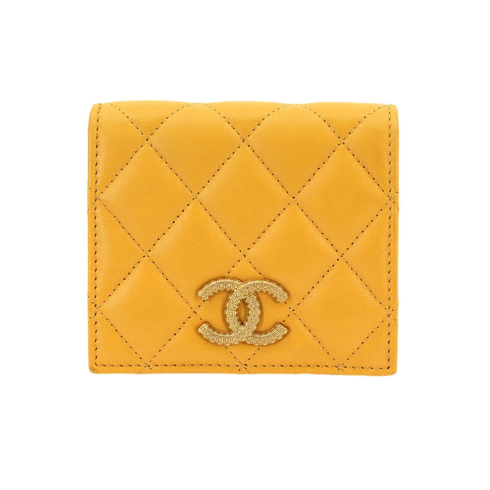 Chanel Chanel Matelassé Small Wallet, Bi-fold Lambskin, Mustard Yellow, AP3185 Wallet Size ONE SIZE - 1 Thumbnail