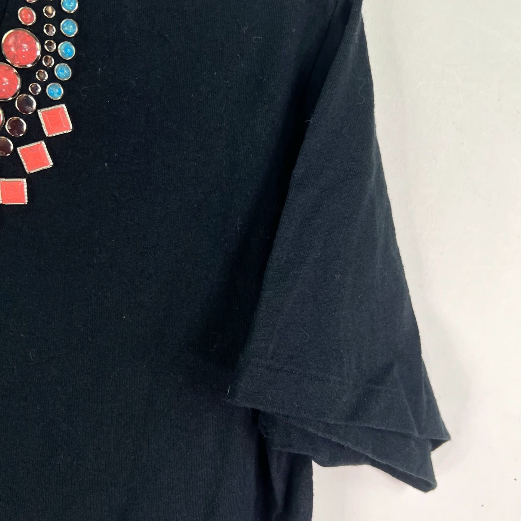 Vintage VINTAGE Clodia Dee NY Black Siler &Jem Stone Art V-Neck Shirt Women's S Southwest Size S / US 4 / IT 40 - 2 Thumbnail