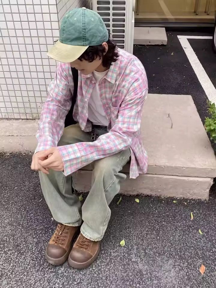 Vintage Streetwear Plaid Vintage Retro Style Pink Shirt Size US M / EU 48-50 / 2 - 4 Thumbnail