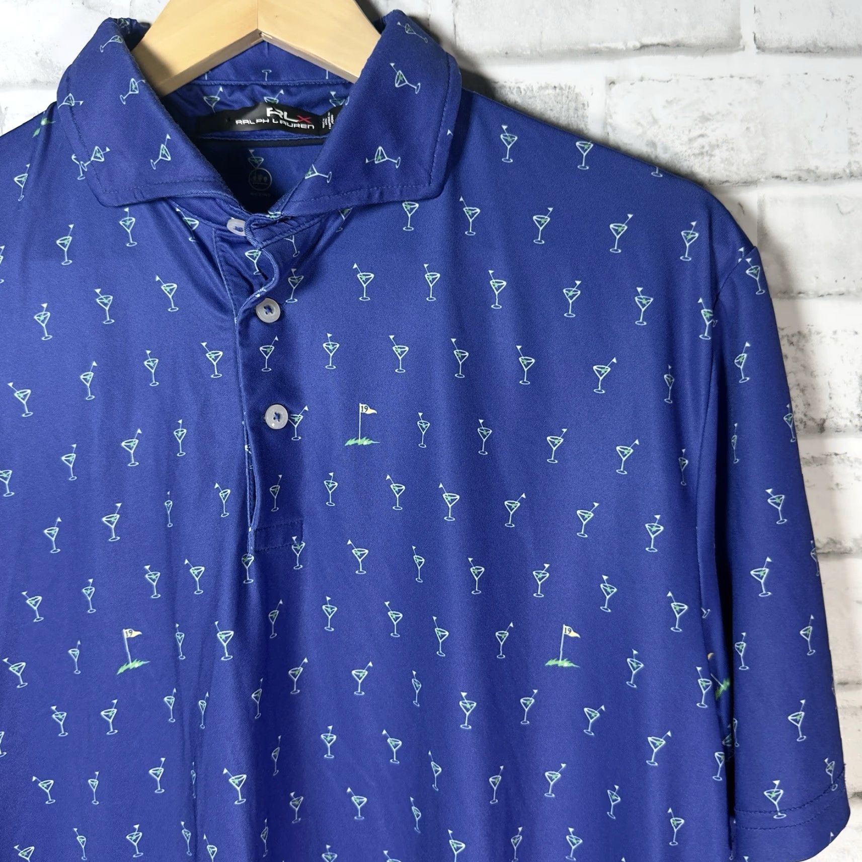 RLX Ralph Lauren Ralph Lauren RLX Martini Print Blue Athletic Polo Shirt Mens M Regular Fit Polo Size US M / EU 48-50 / 2 - 2 Thumbnail