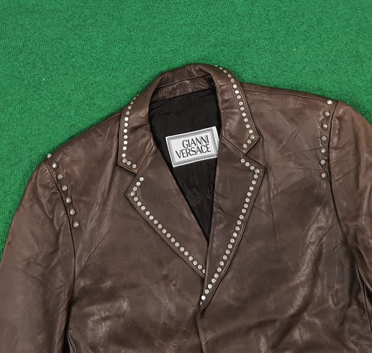 Versace × Vintage Vintage Gianni Versace Designer Luxury Leather Jacket Size US M / EU 48-50 / 2 - 2 Thumbnail