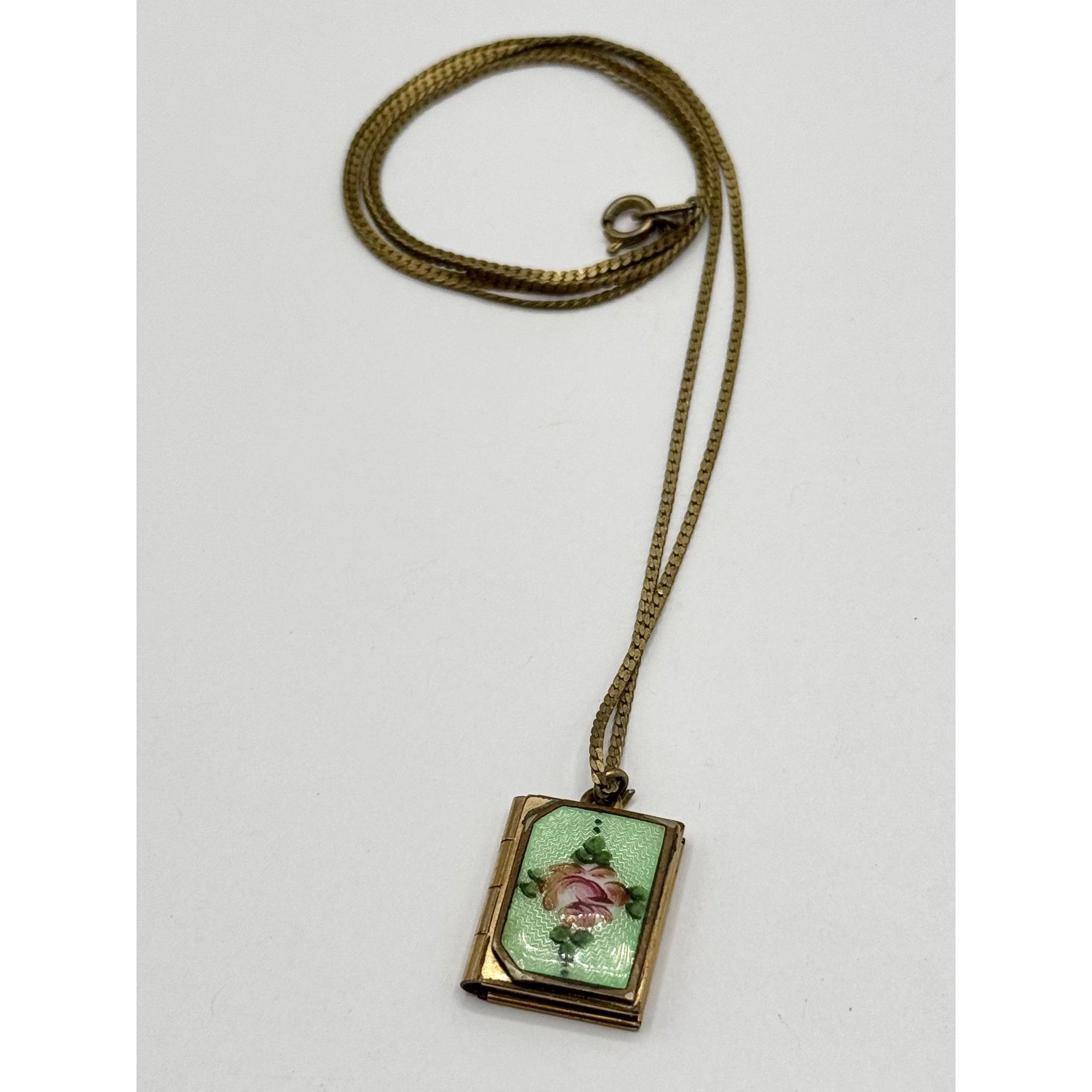 Vintage Vintage Guilloche enamel gold filled book locket charm penda Size ONE SIZE - 3 Thumbnail