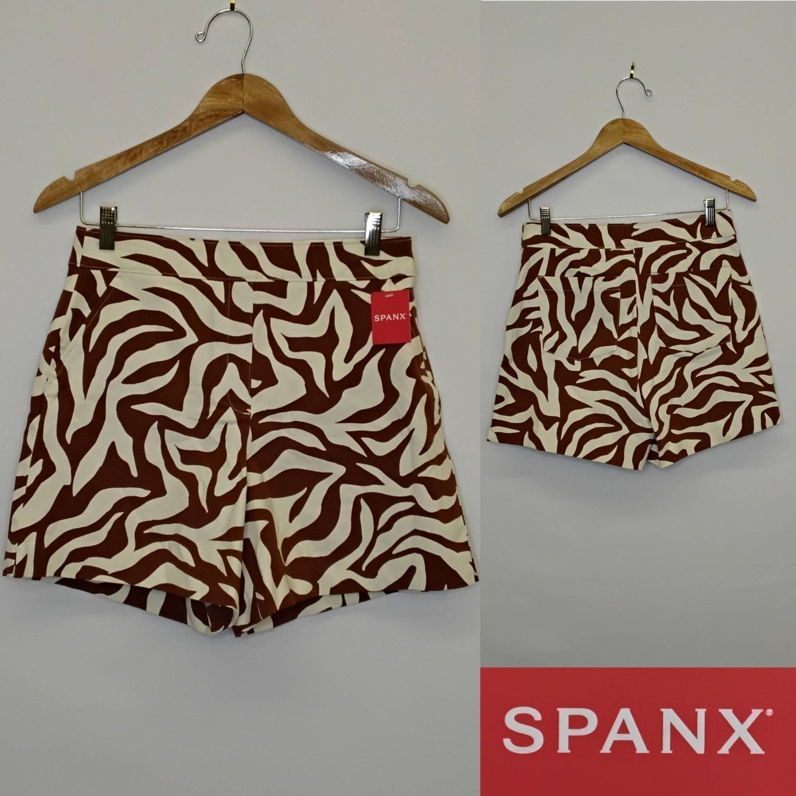Spanx Spanx Polished 6" Shorts Women's S Brown + White Zebra Print Size 28" / US 6 / IT 42 - 1 Thumbnail