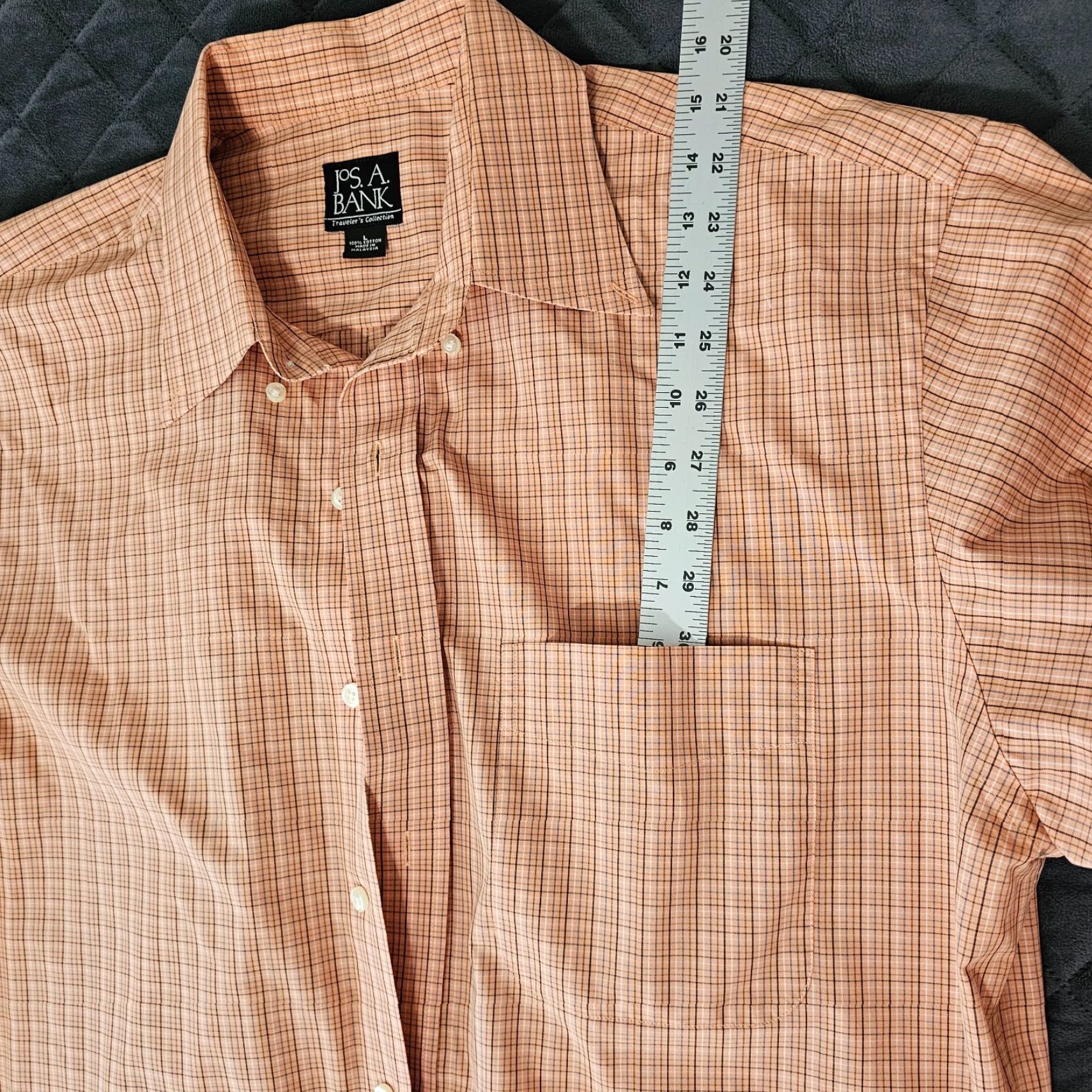 Jos. A. Bank VINTAGE Jos A Bank Men's Orange Check Casual Button-Up Shirt L Classic Fit Cotton Non-Iron Long Sleeve Size US L / EU 52-54 / 3 - 3 Thumbnail