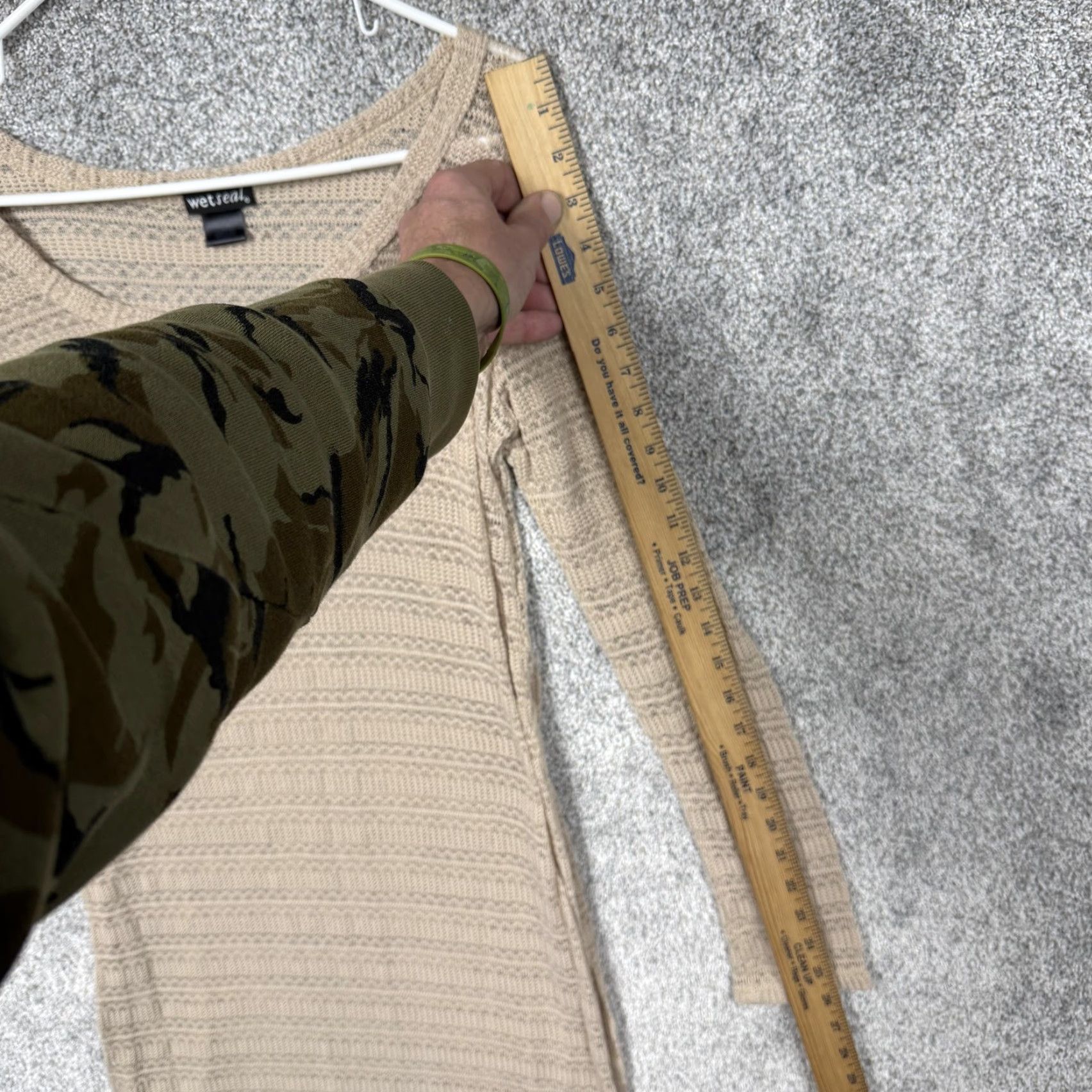 Vintage VINTAGE Wet-seal Dress Knit Sleeve Long L Beige 90s Grunge Indie Sleaze Side Slit Knee Length Bodycon Sweater Open Knit Casual Womens Size L / US 10 / IT 46 - 2 Thumbnail