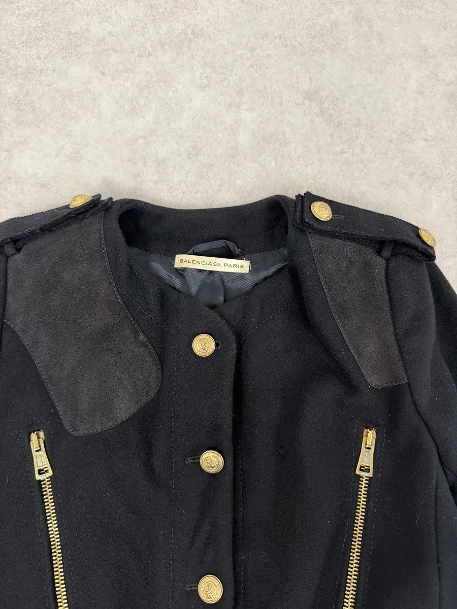 Balenciaga AW2007 Balenciaga Black Officer Buttoned Wool Peacoat by Nicolas Ghesquiere Size XS / US 0-2 / IT 36-38 - 8 Thumbnail