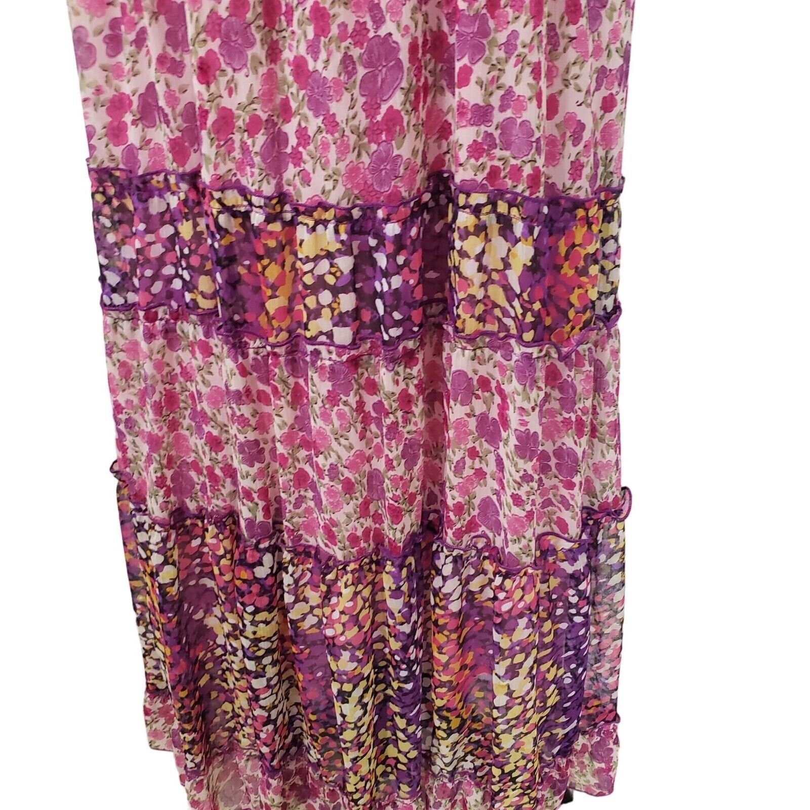 Designer Chaudry Floral Maxi Dress Womens Size Medium Tiered Boho Size M / US 6-8 / IT 42-44 - 4 Thumbnail