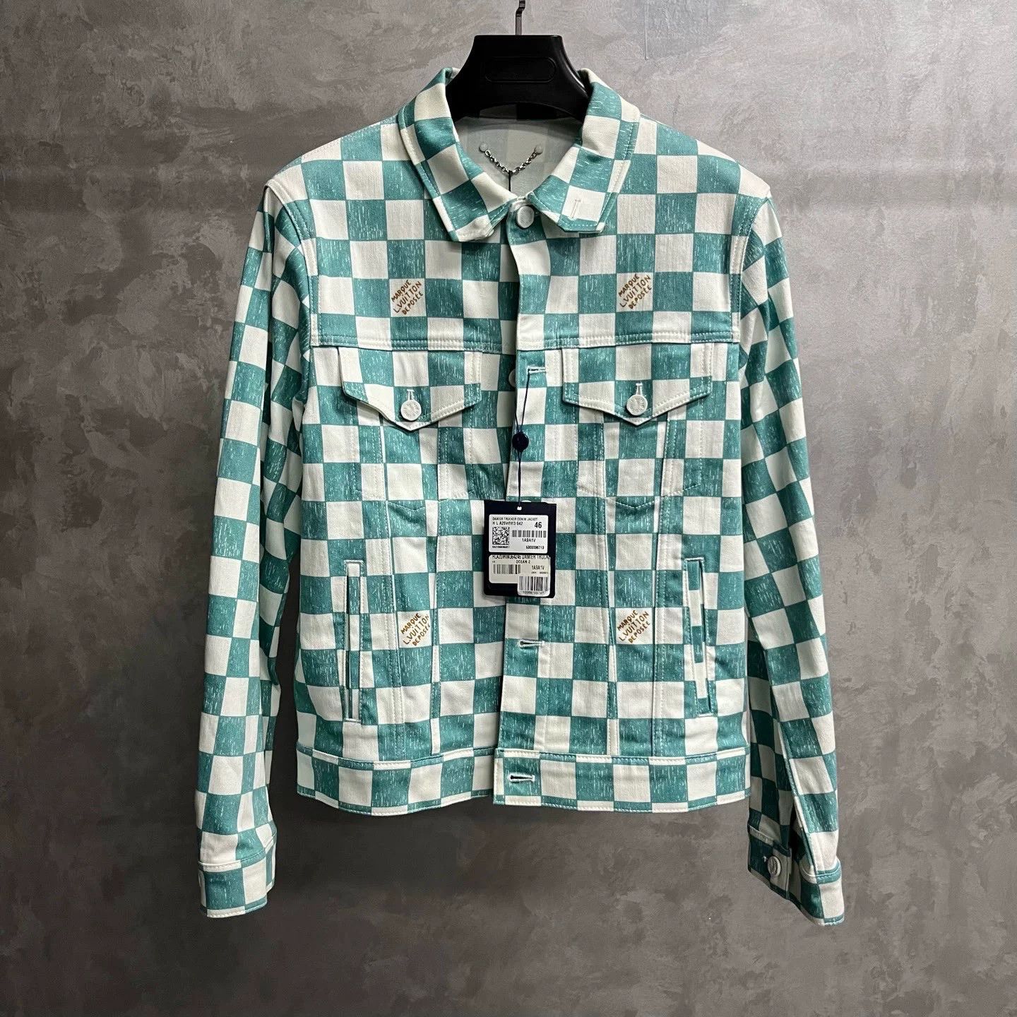 Louis Vuitton Louis Vuitton Green Checkerboard Denim Jacket Size US S / EU 44-46 / 1 - 1 Thumbnail