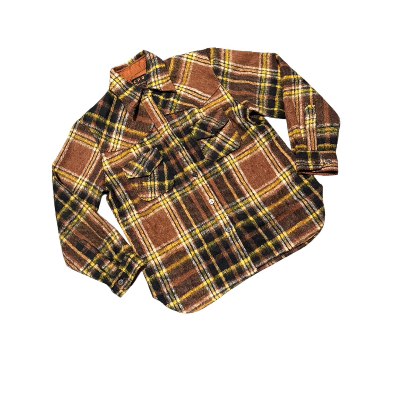 Vintage VGT 70s Alexander's CPO Shirt Jacket Mens L Plaid Wool Linen Blend Anchor Button Shirt Jacket Size US L / EU 52-54 / 3 - 3 Thumbnail